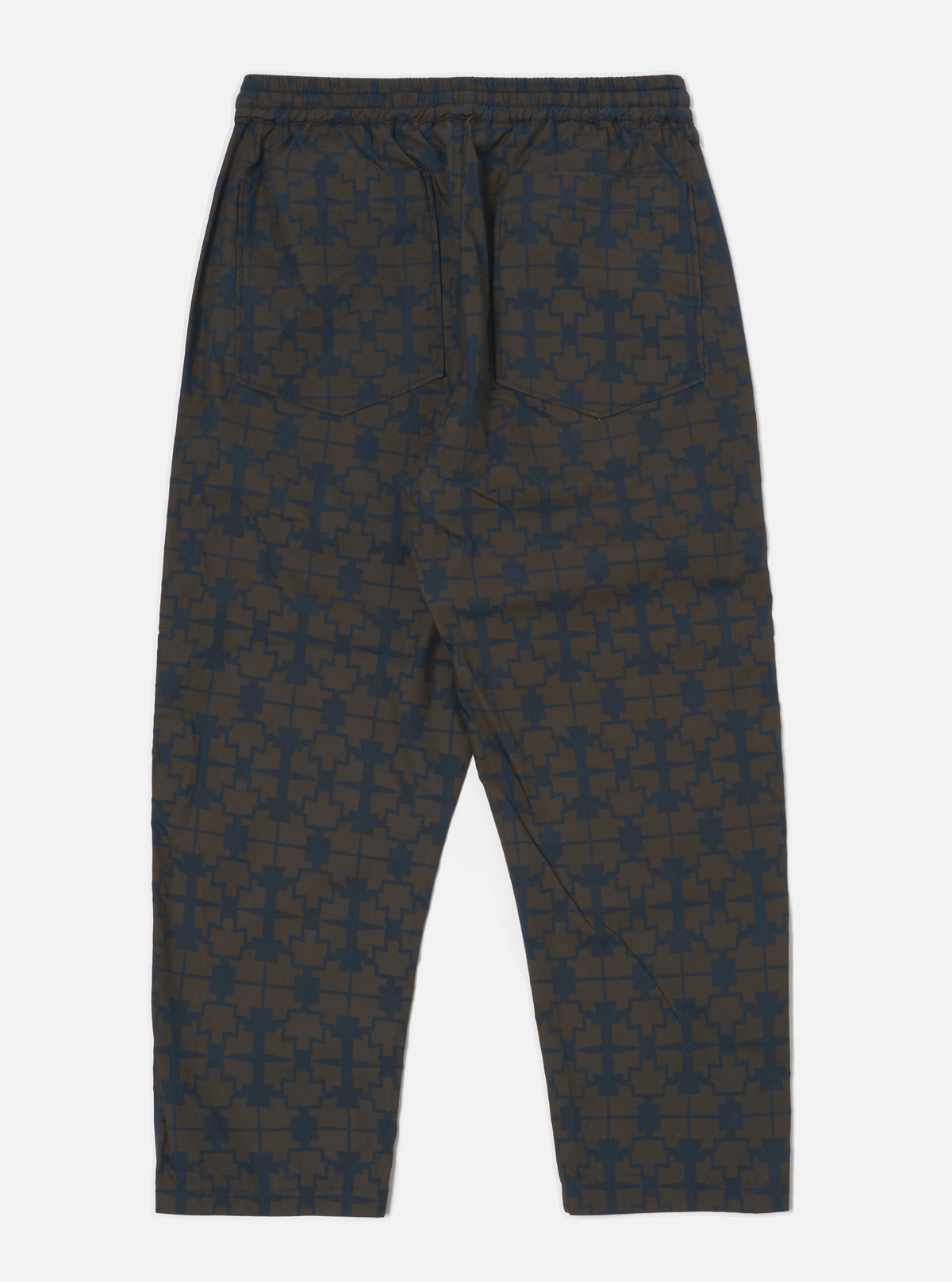 Navy Mitla Print Cotton Hi Water Trouser
