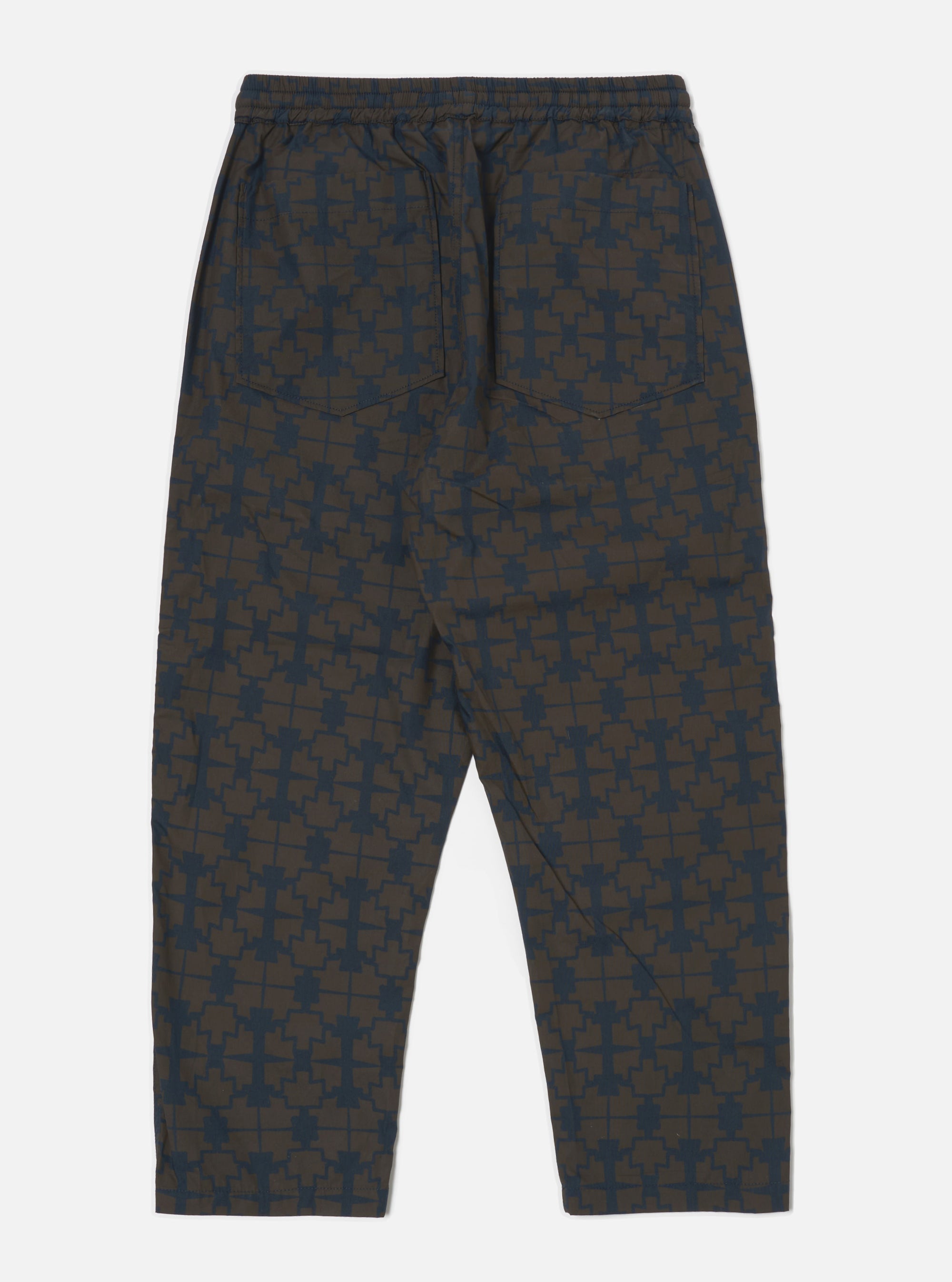 Navy Mitla Print Cotton Hi Water Trouser