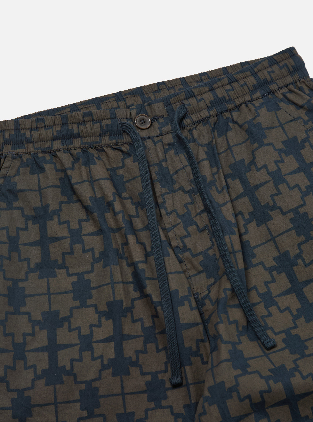 Navy Mitla Print Cotton Hi Water Trouser