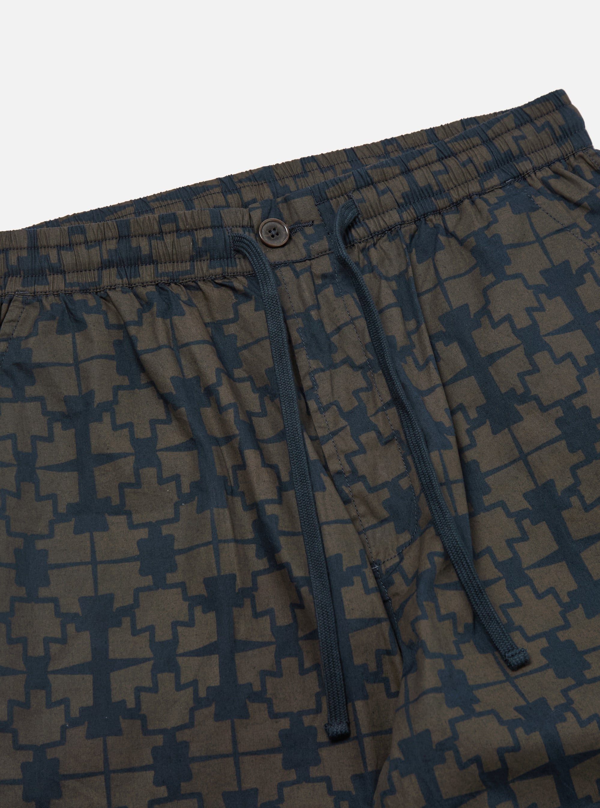 Navy Mitla Print Cotton Hi Water Trouser