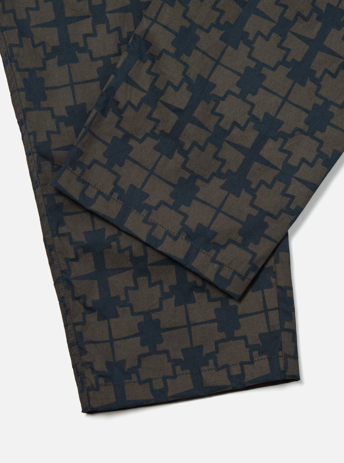 Navy Mitla Print Cotton Hi Water Trouser