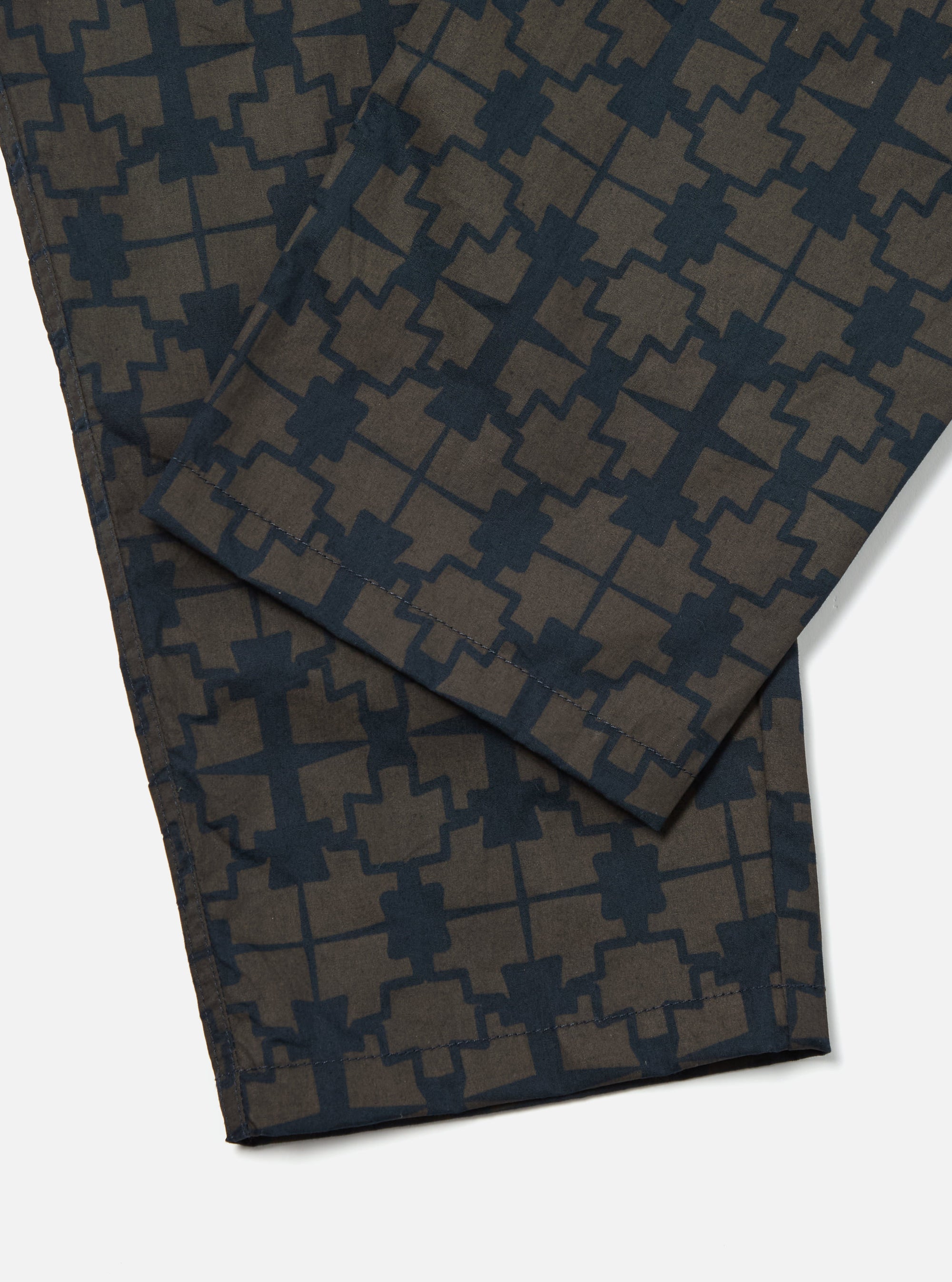 Navy Mitla Print Cotton Hi Water Trouser