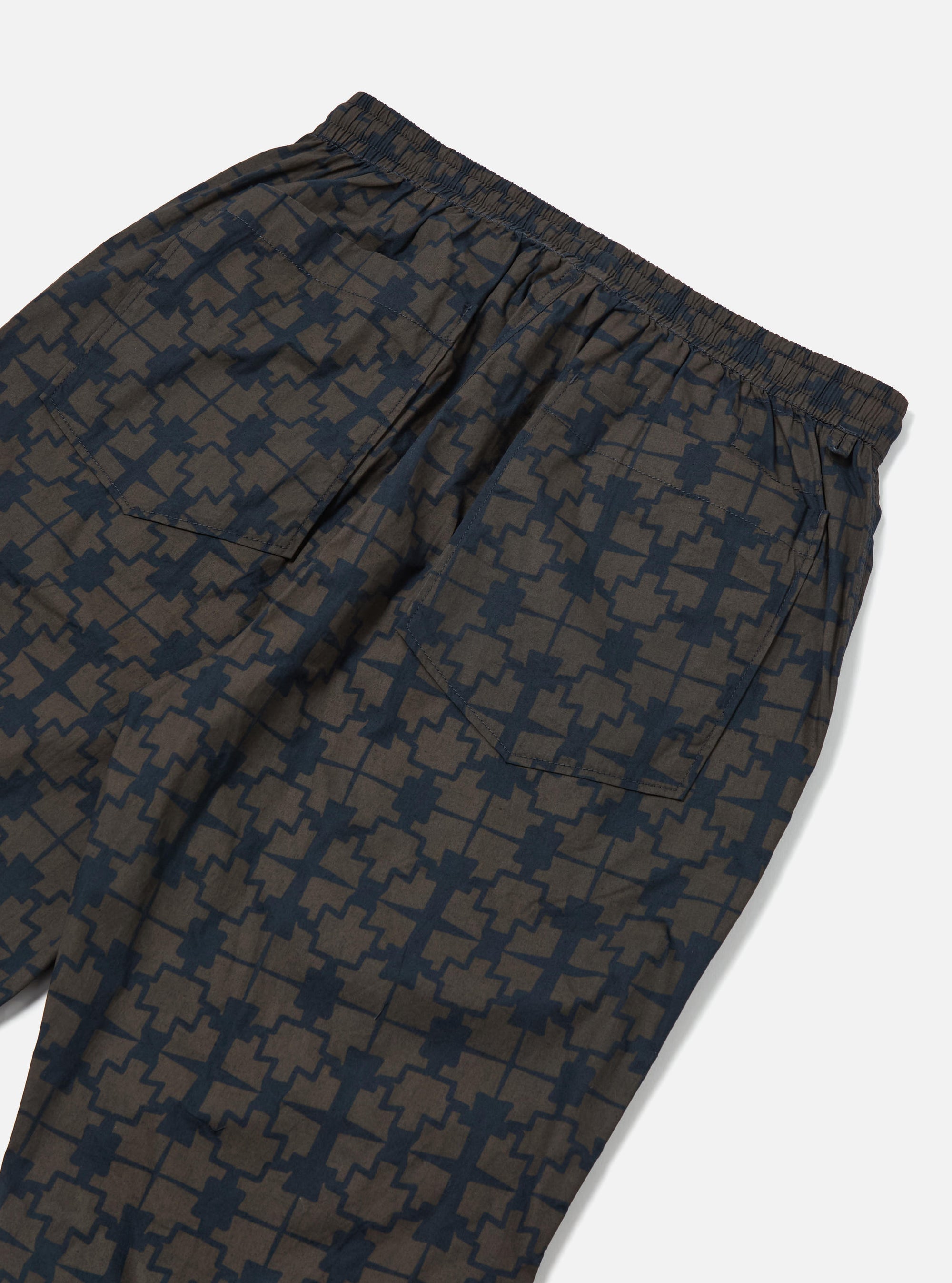 Navy Mitla Print Cotton Hi Water Trouser
