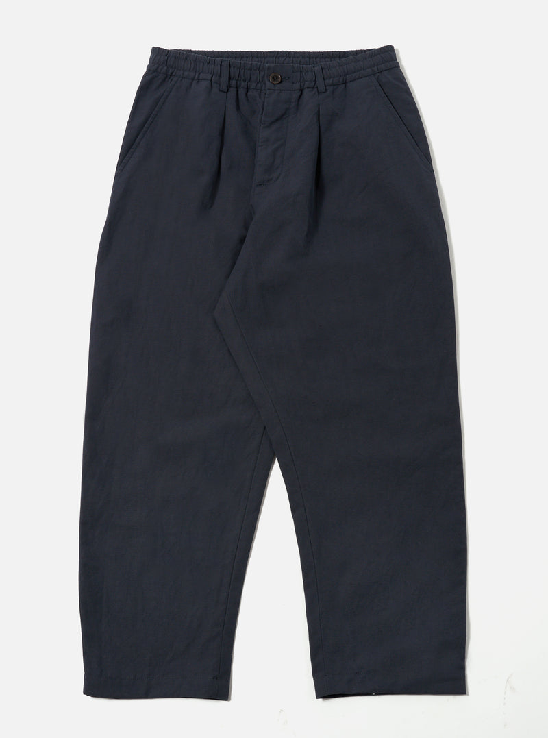 Navy Linen Slub Weave Oxford Pant