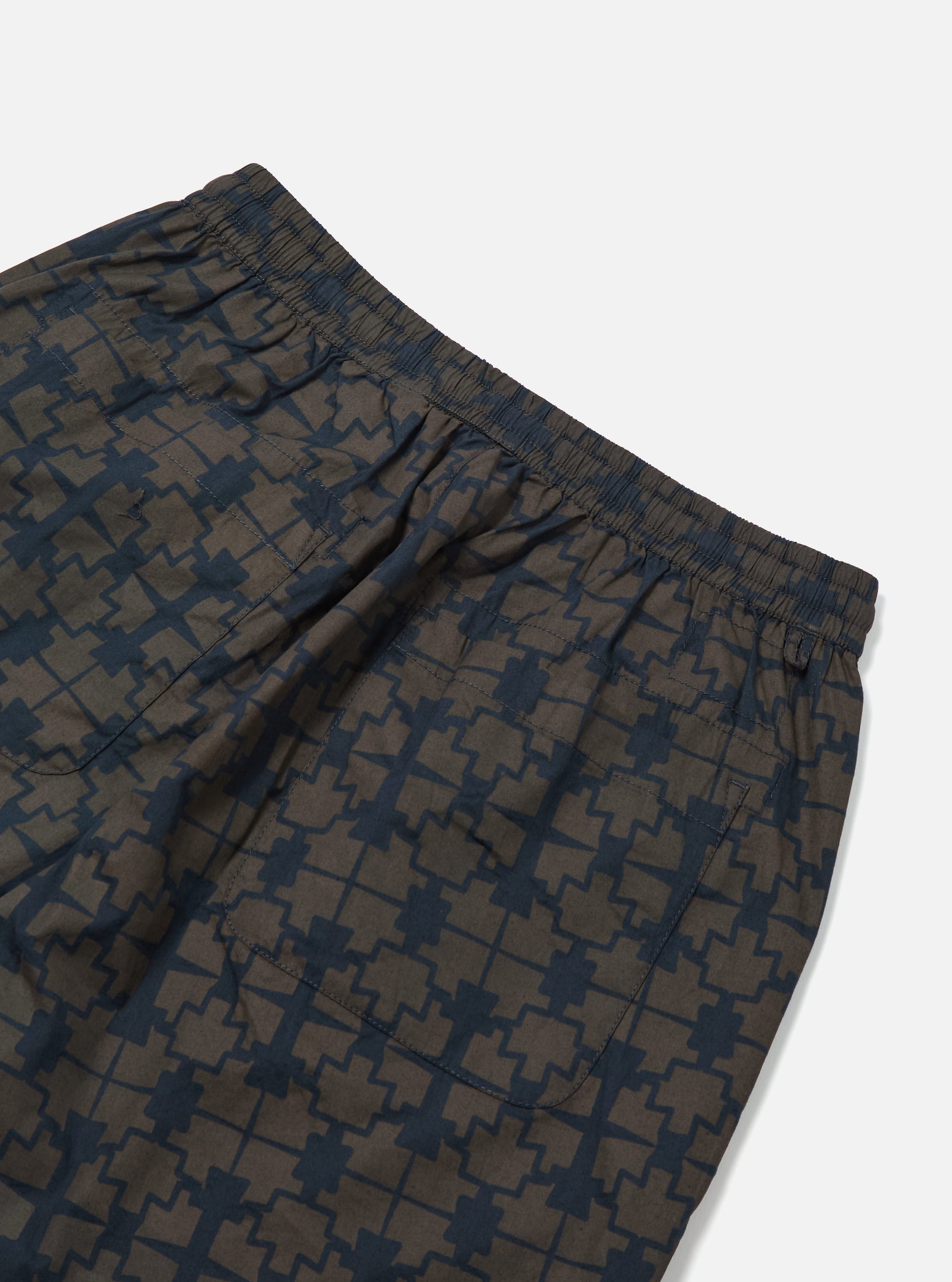Navy Mitla Print Cotton Simple Short