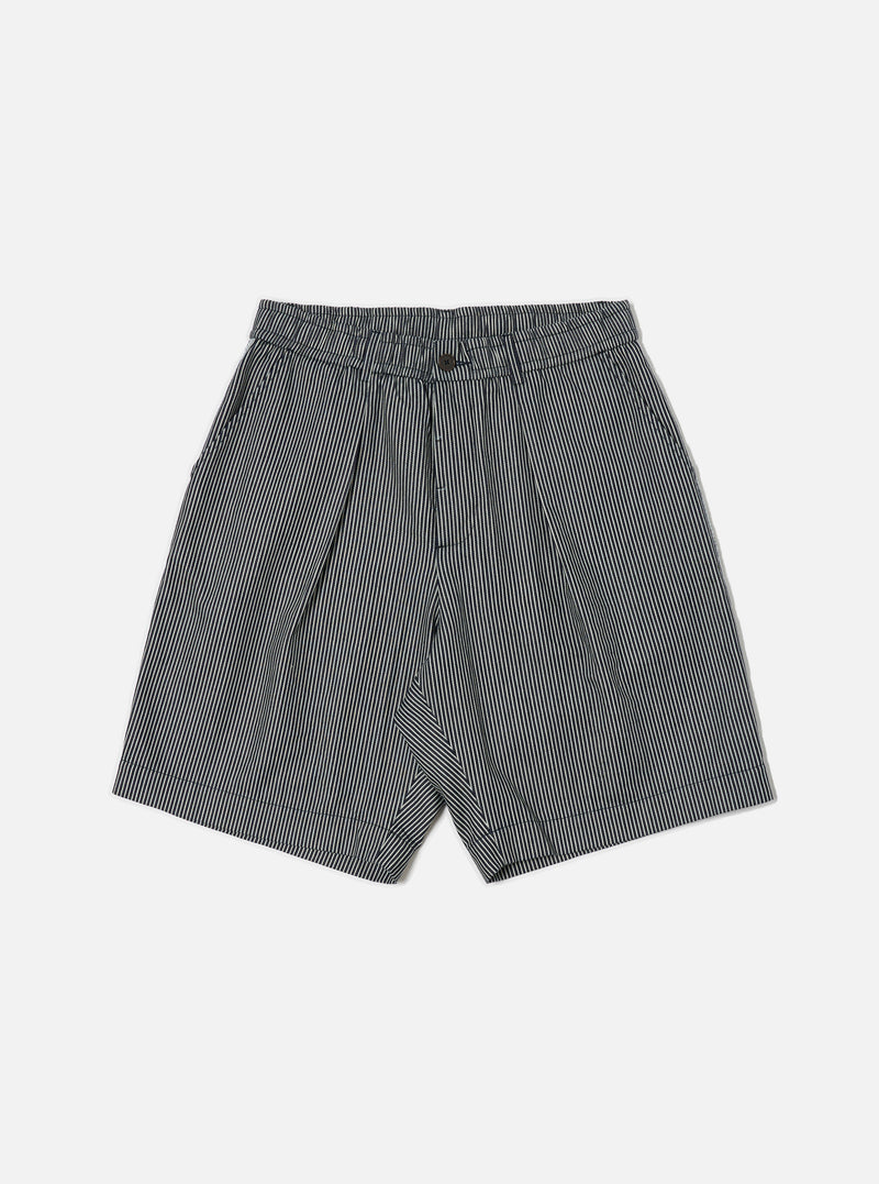 Indigo Hickory Stripe Denim Pleated Track Short