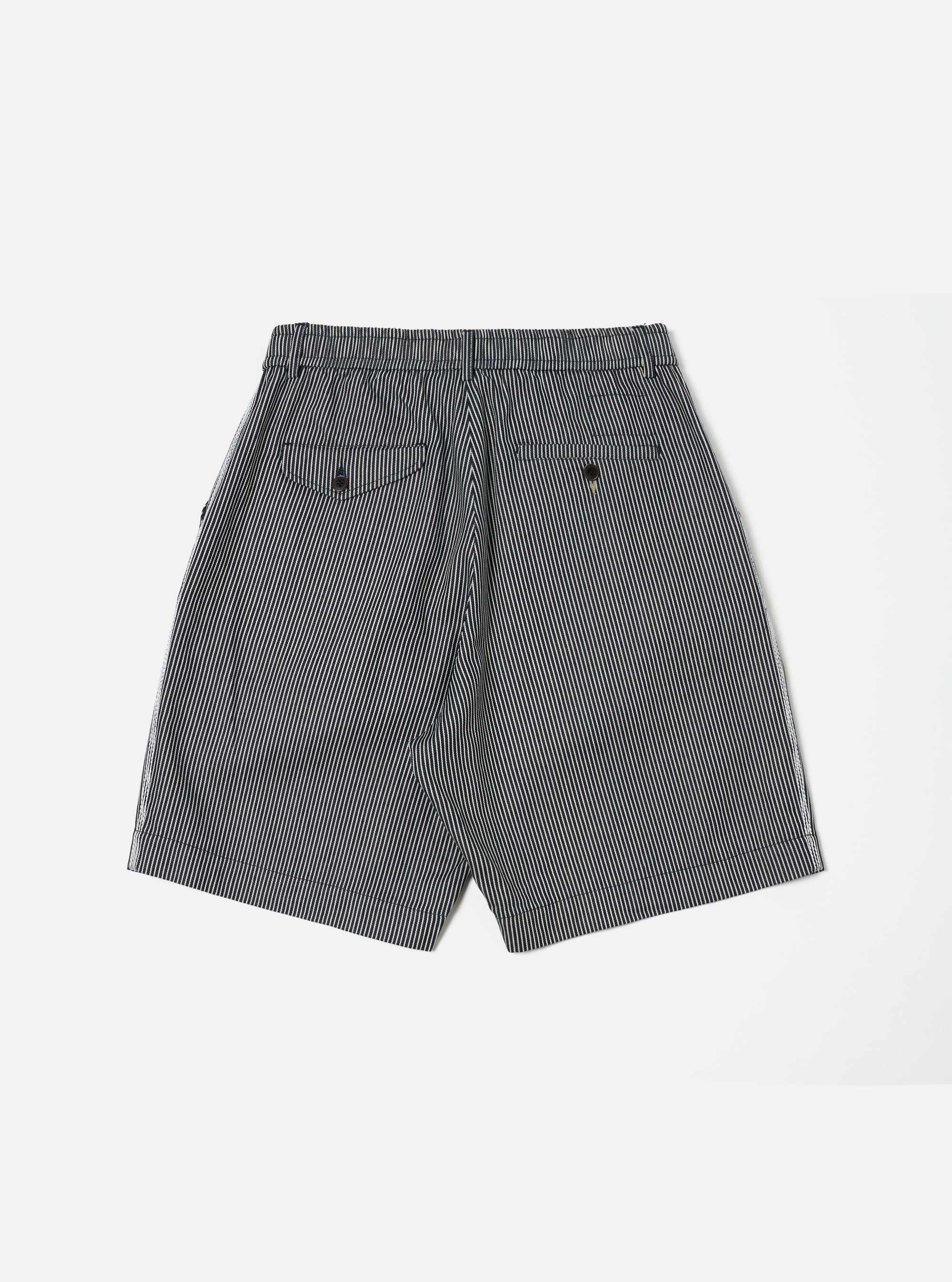 Indigo Hickory Stripe Denim Pleated Track Short