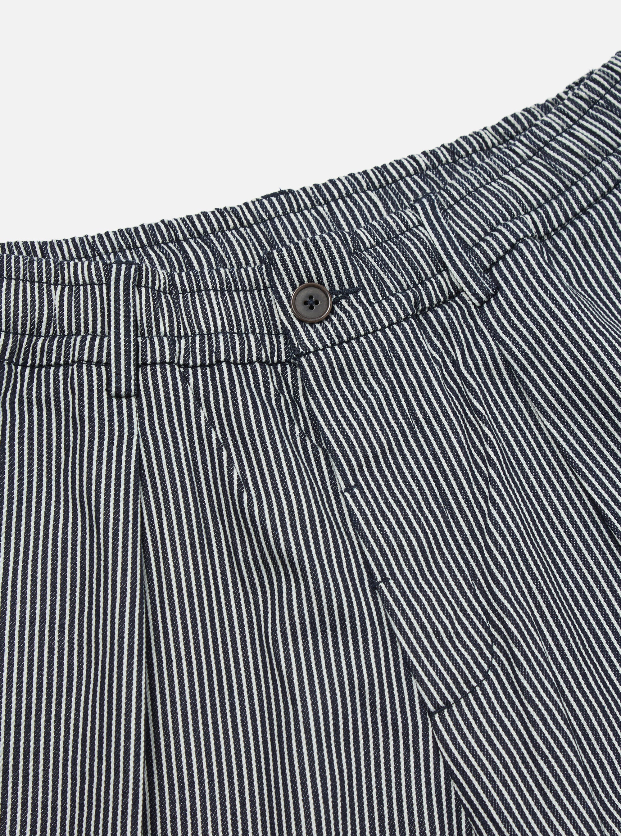 Indigo Hickory Stripe Denim Pleated Track Short