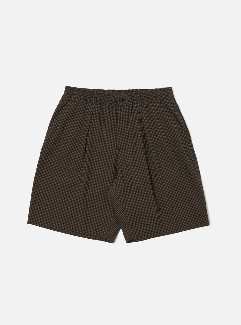 Navy Japanese Seersucker Pleated Track Short