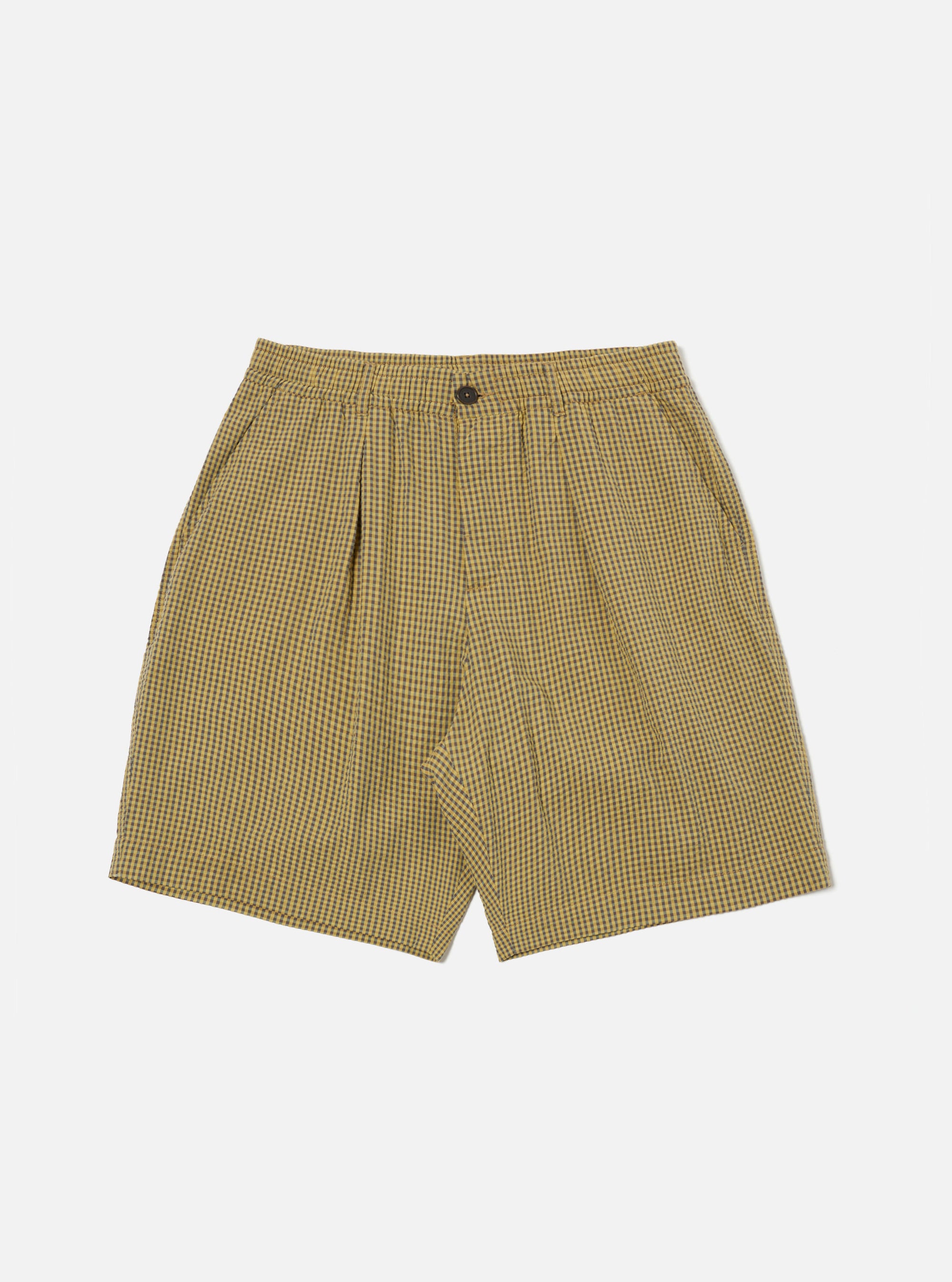 Yellow Japanese Seersucker Pleated Track Short