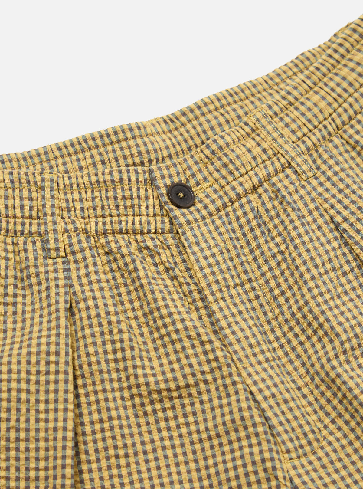 Yellow Japanese Seersucker Pleated Track Short