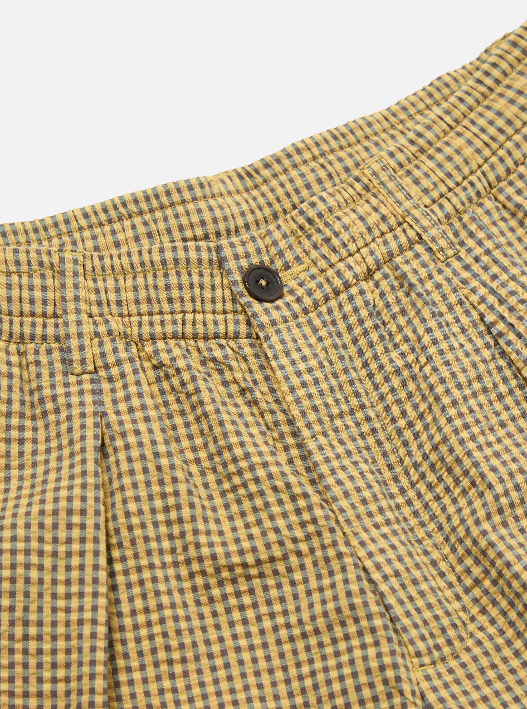 Yellow Japanese Seersucker Pleated Track Short