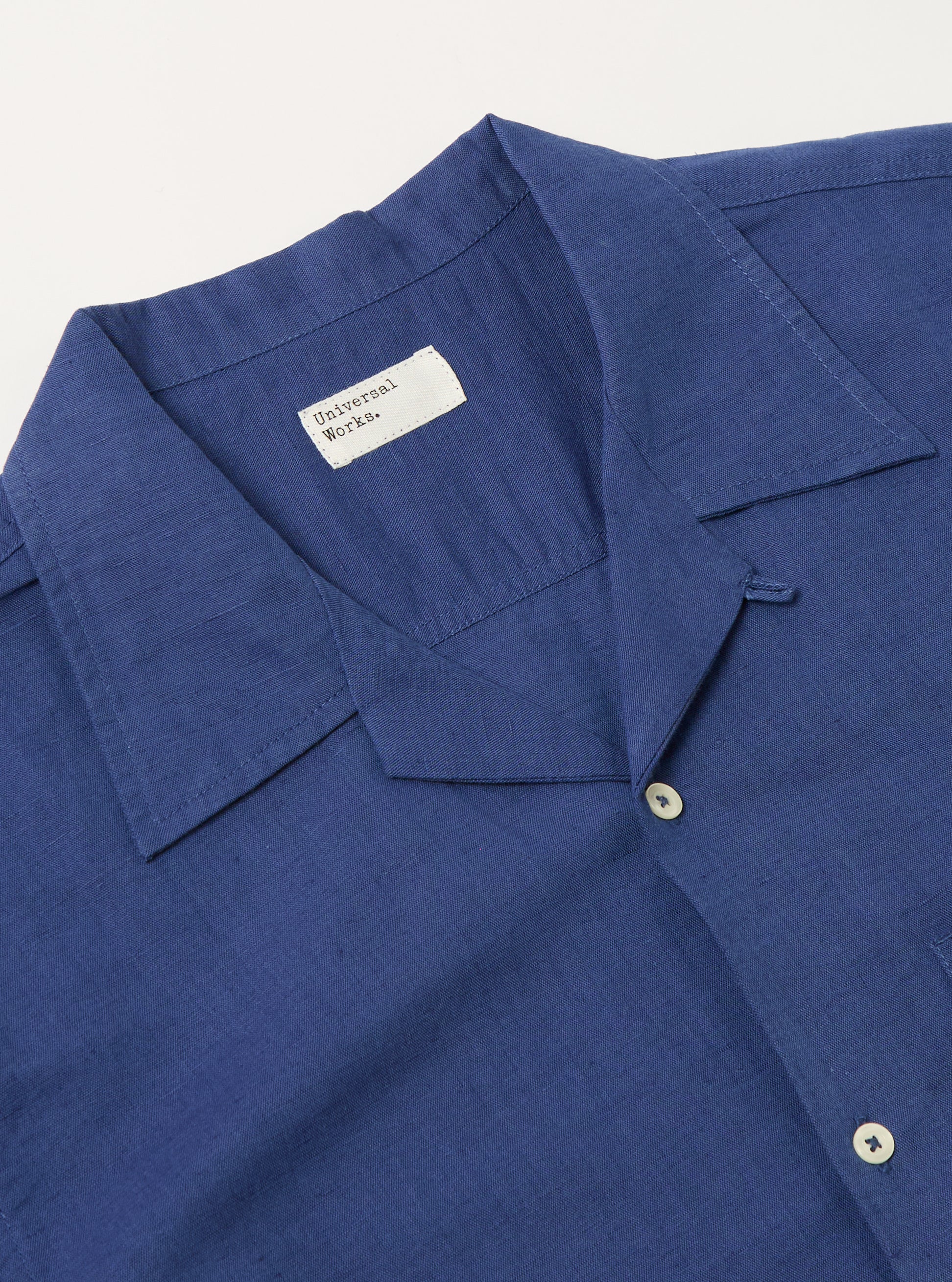 Blue Linen Cotton Shirting Camp Shirt