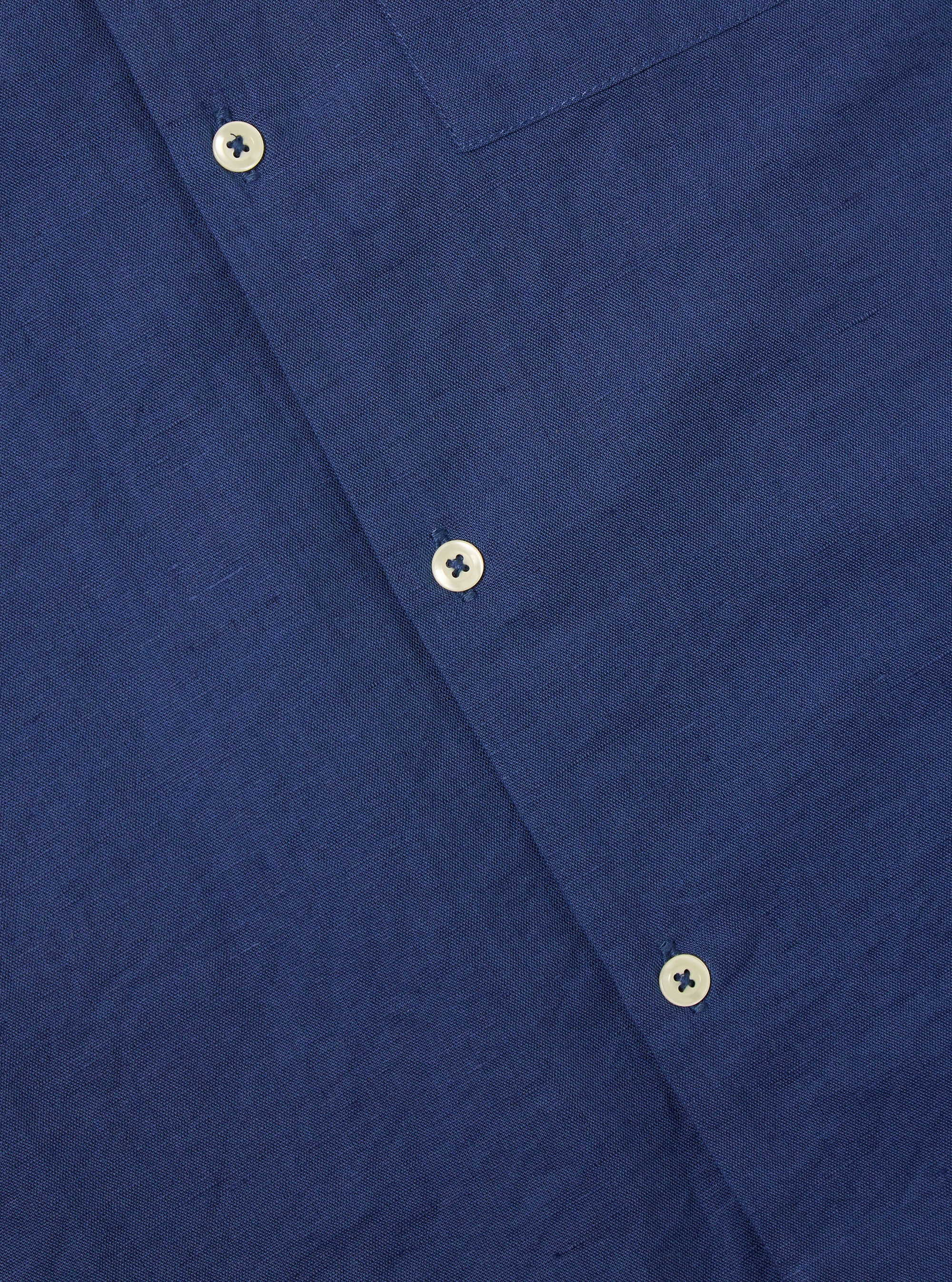 Blue Linen Cotton Shirting Camp Shirt