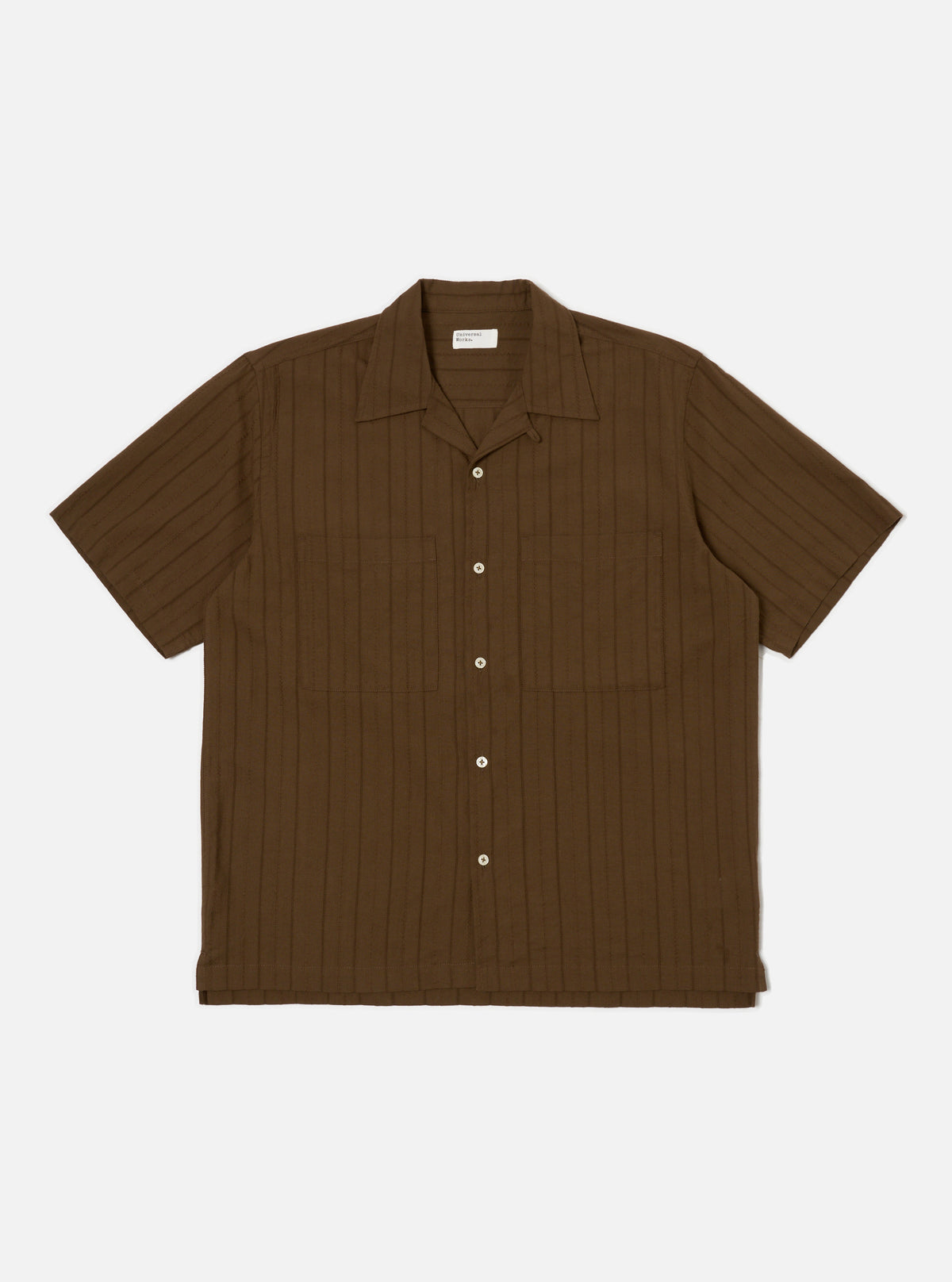 Brown Dobby Self Stripe Camper Shirt