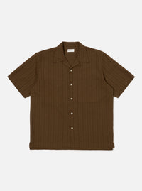 Brown Dobby Self Stripe Camper Shirt