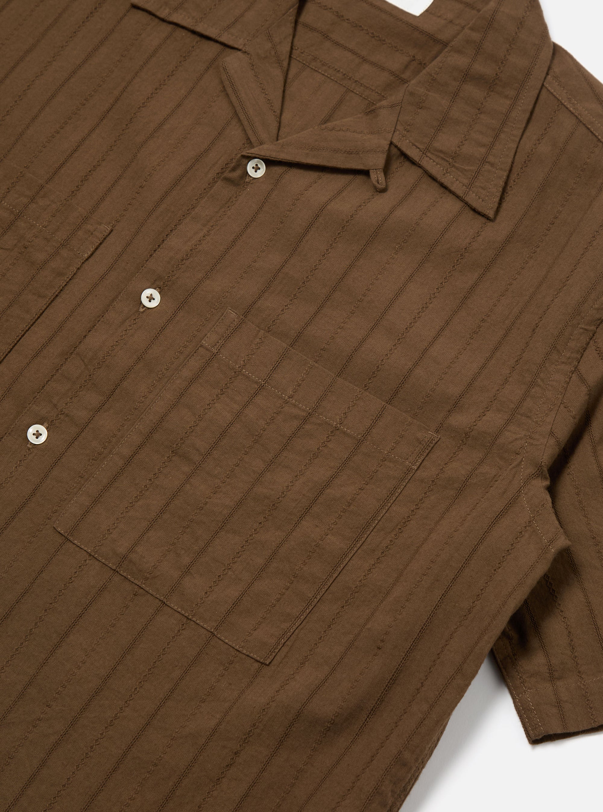 Brown Dobby Self Stripe Camper Shirt