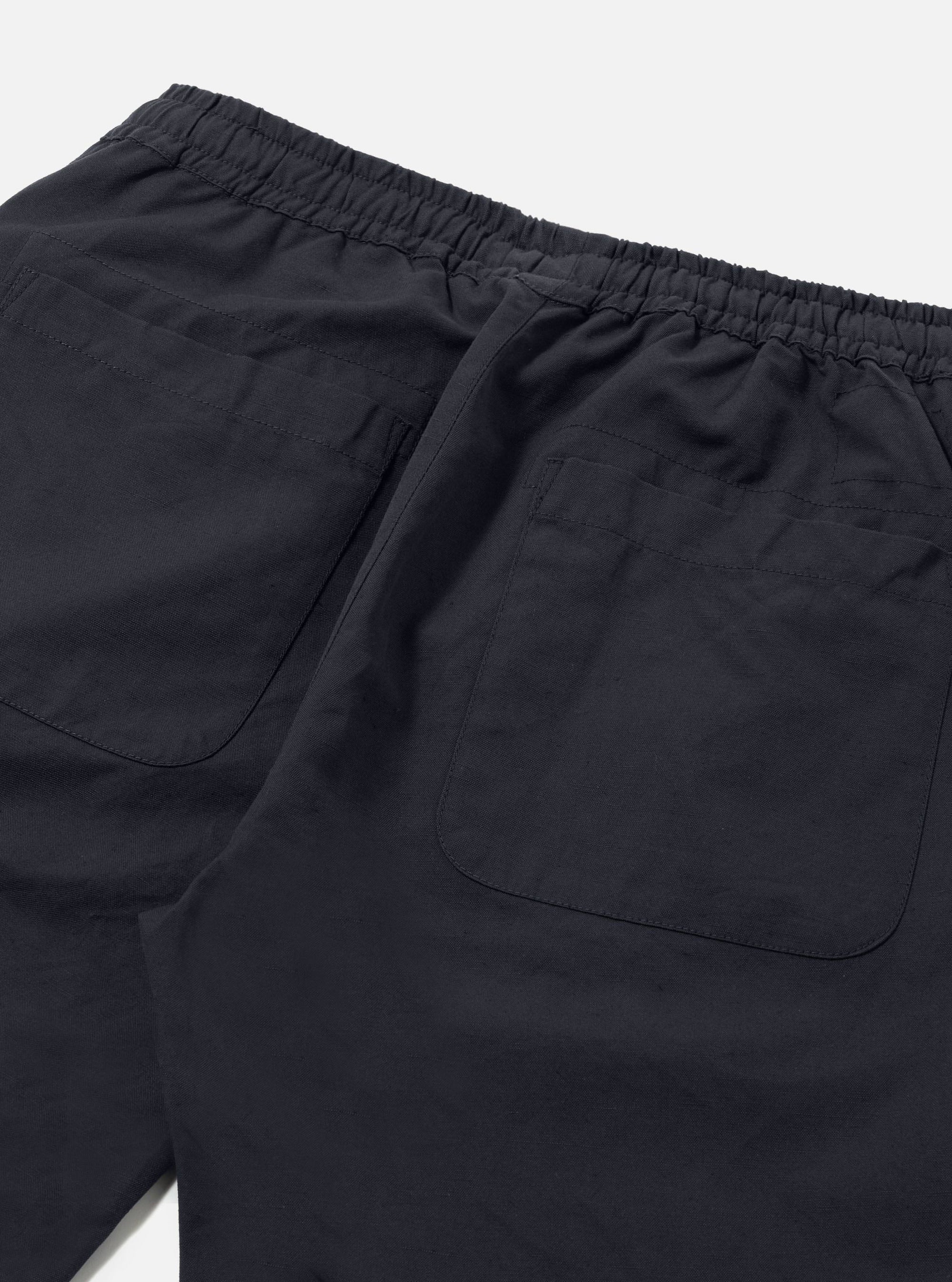 Navy Linen Slub Weave Simple Short