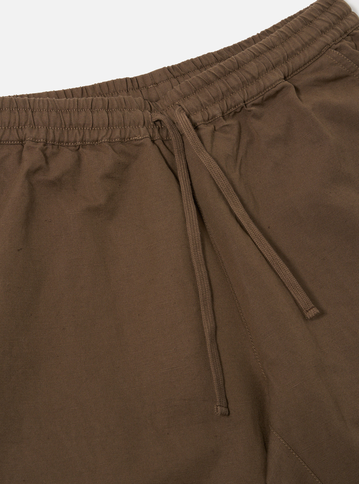 Khaki Linen Slub Weave Simple Short