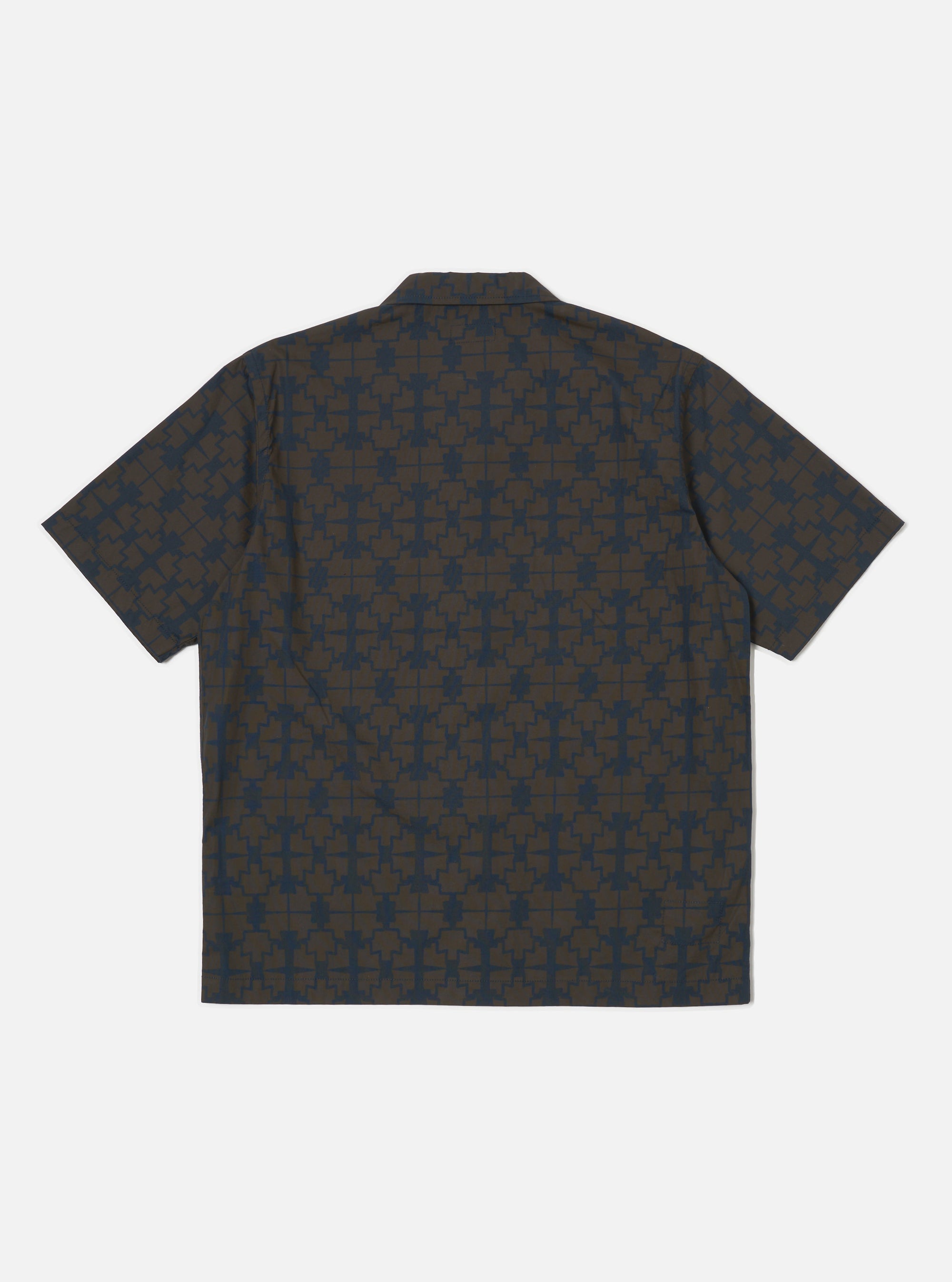 Navy Mitla Print Cotton Road Shirt