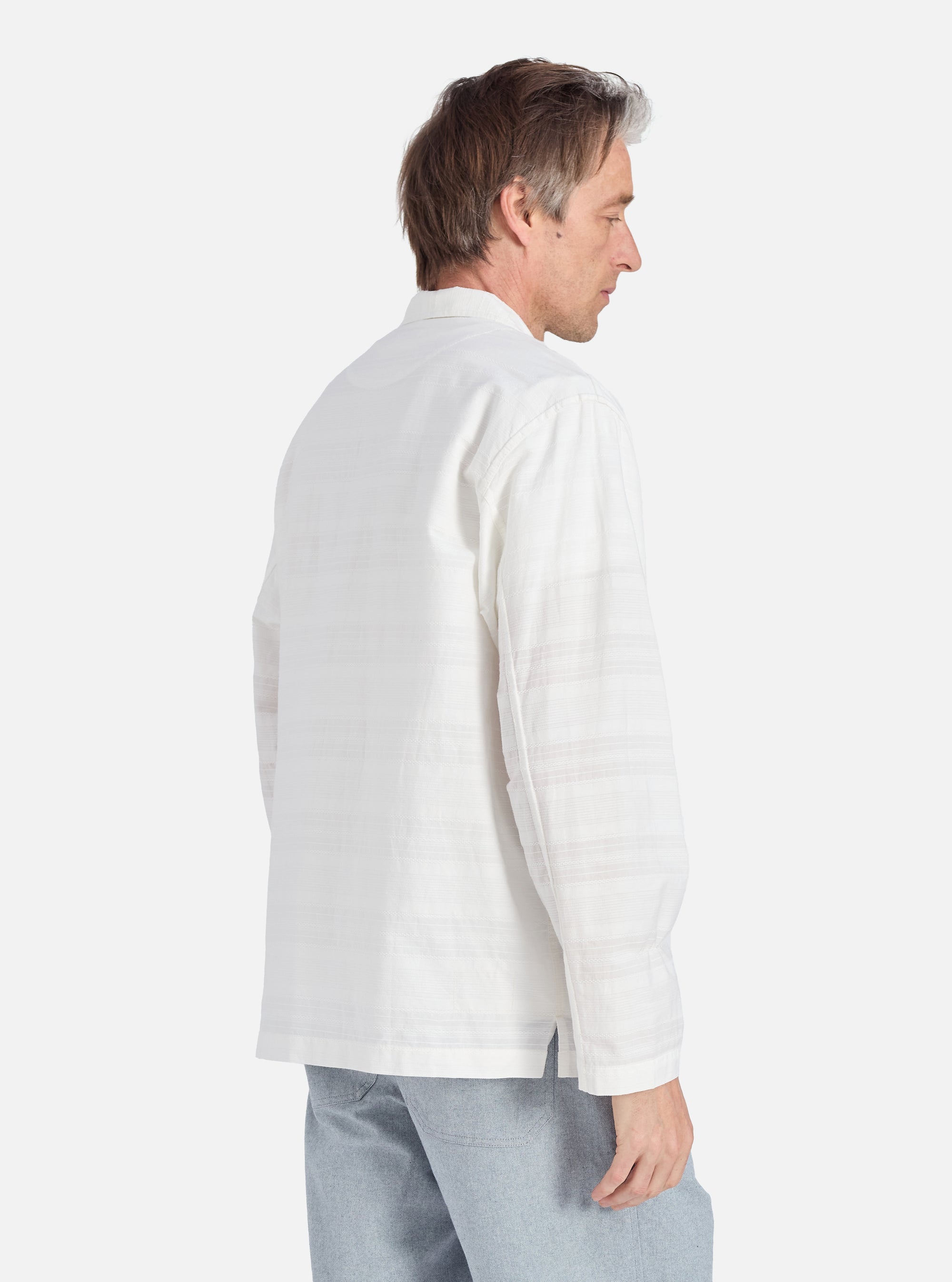Ecru Deffe Self Stripe Smock Overshirt