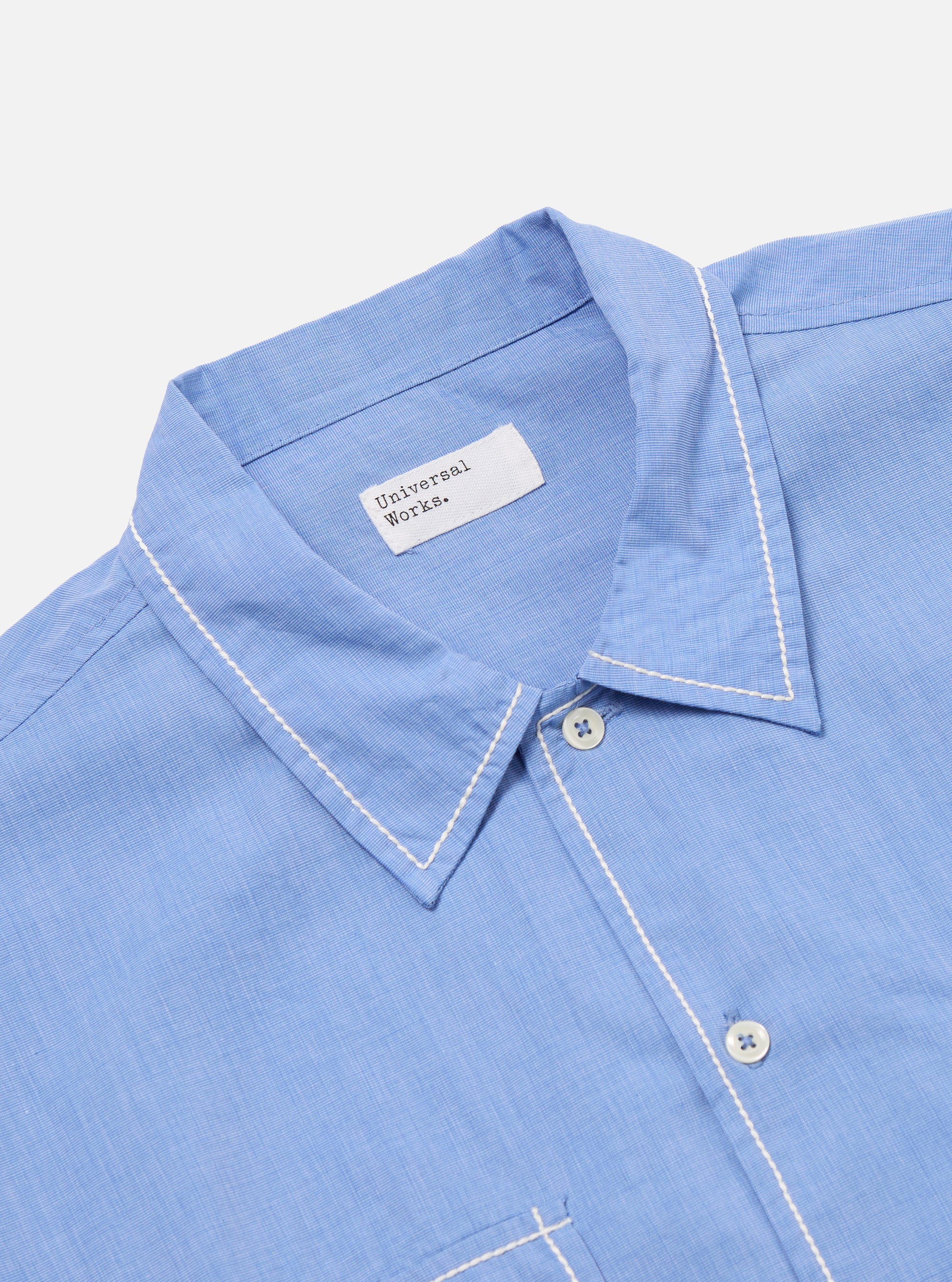 Blue End On End Cotton Utility SS Shirt
