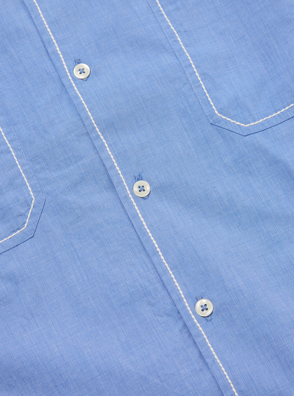 Blue End On End Cotton Utility SS Shirt