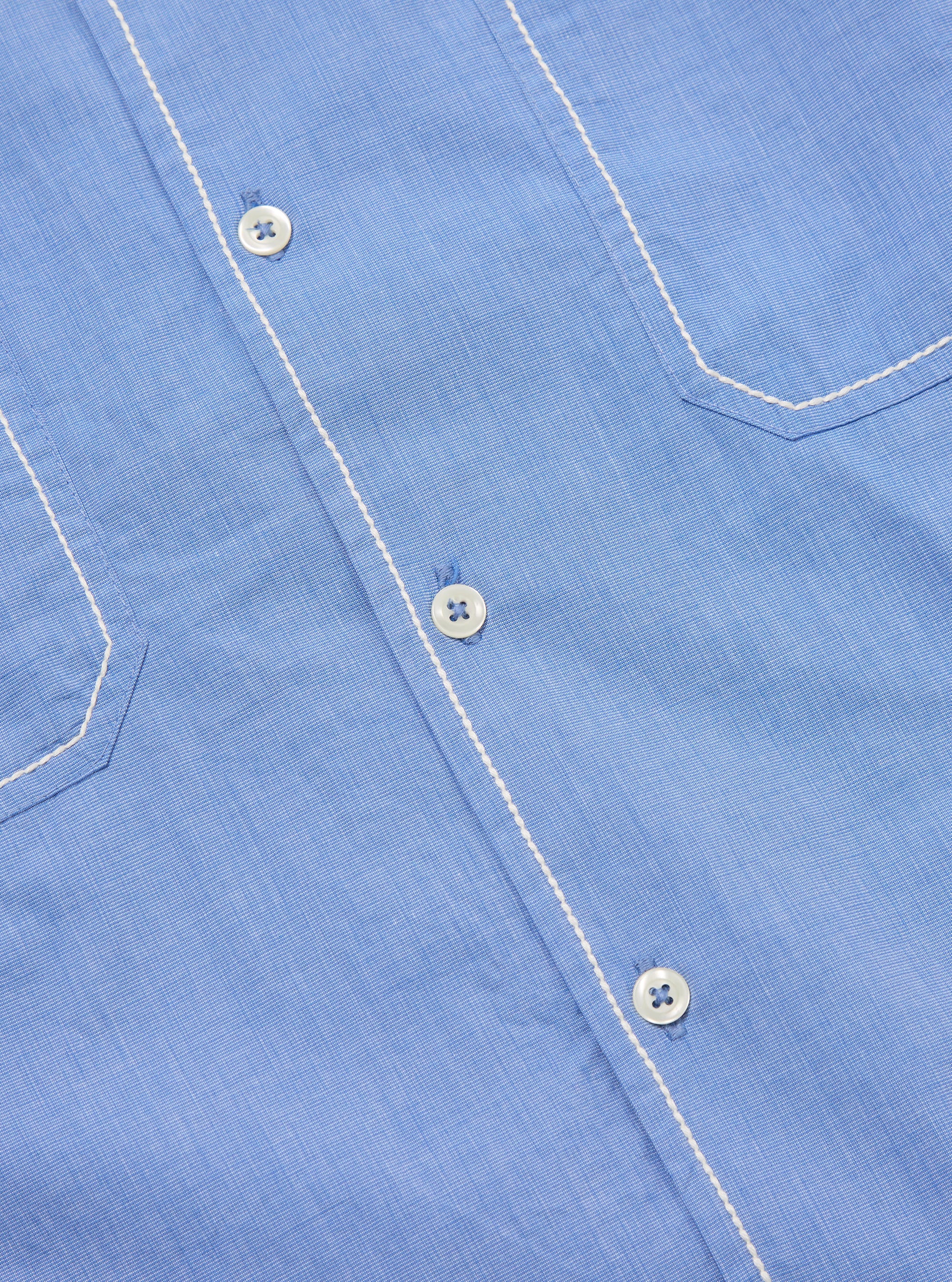 Blue End On End Cotton Utility SS Shirt