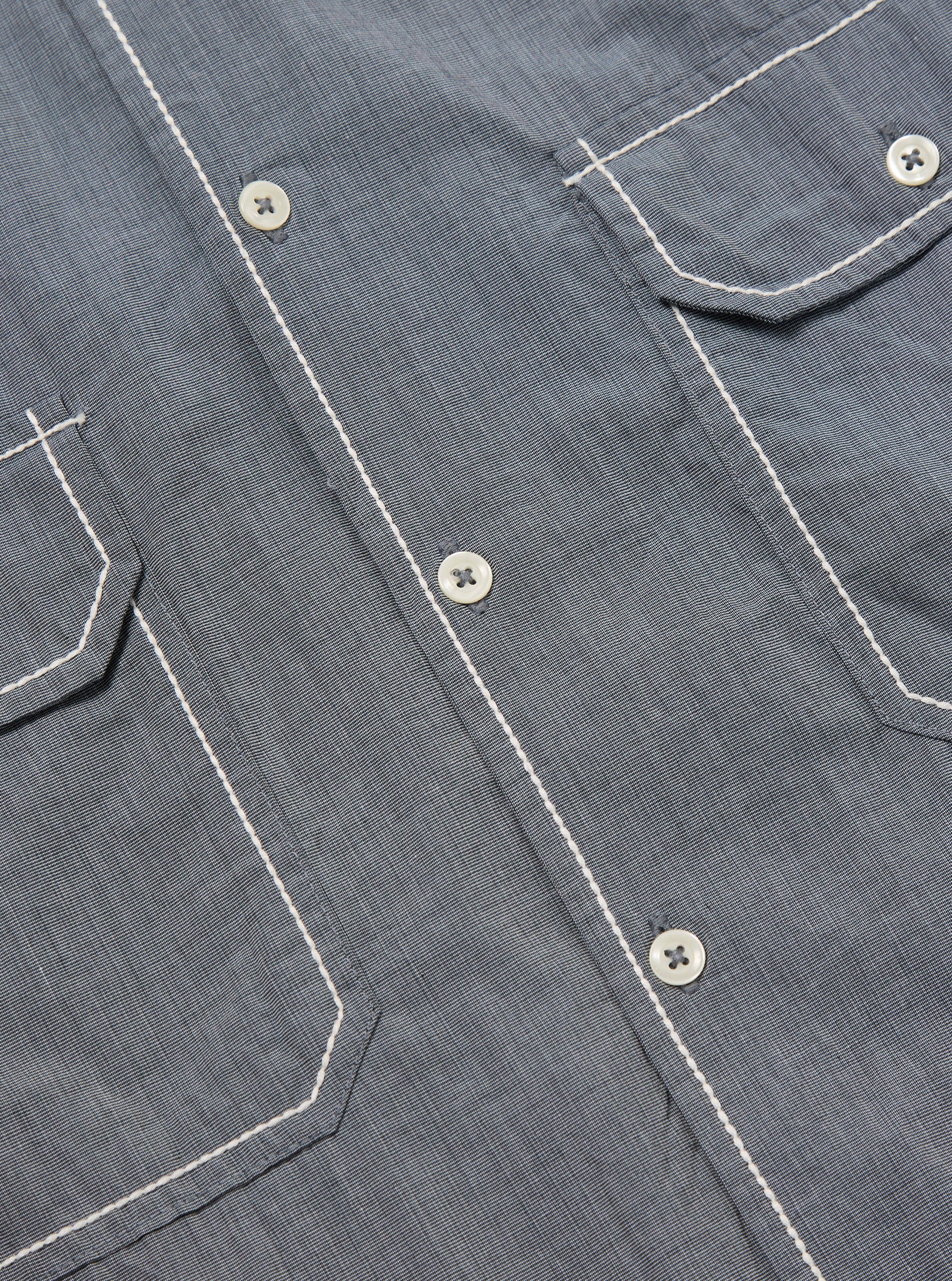 Grey End On End Cotton Utility SS Shirt