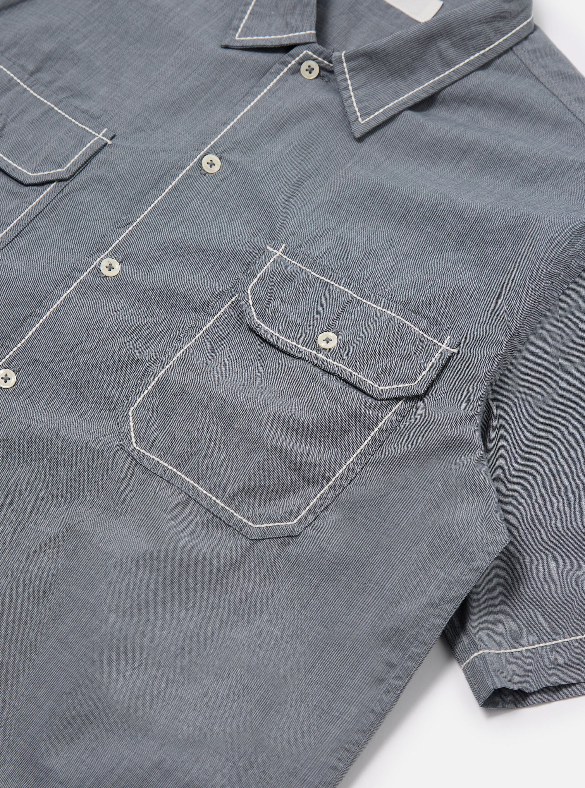 Grey End On End Cotton Utility SS Shirt