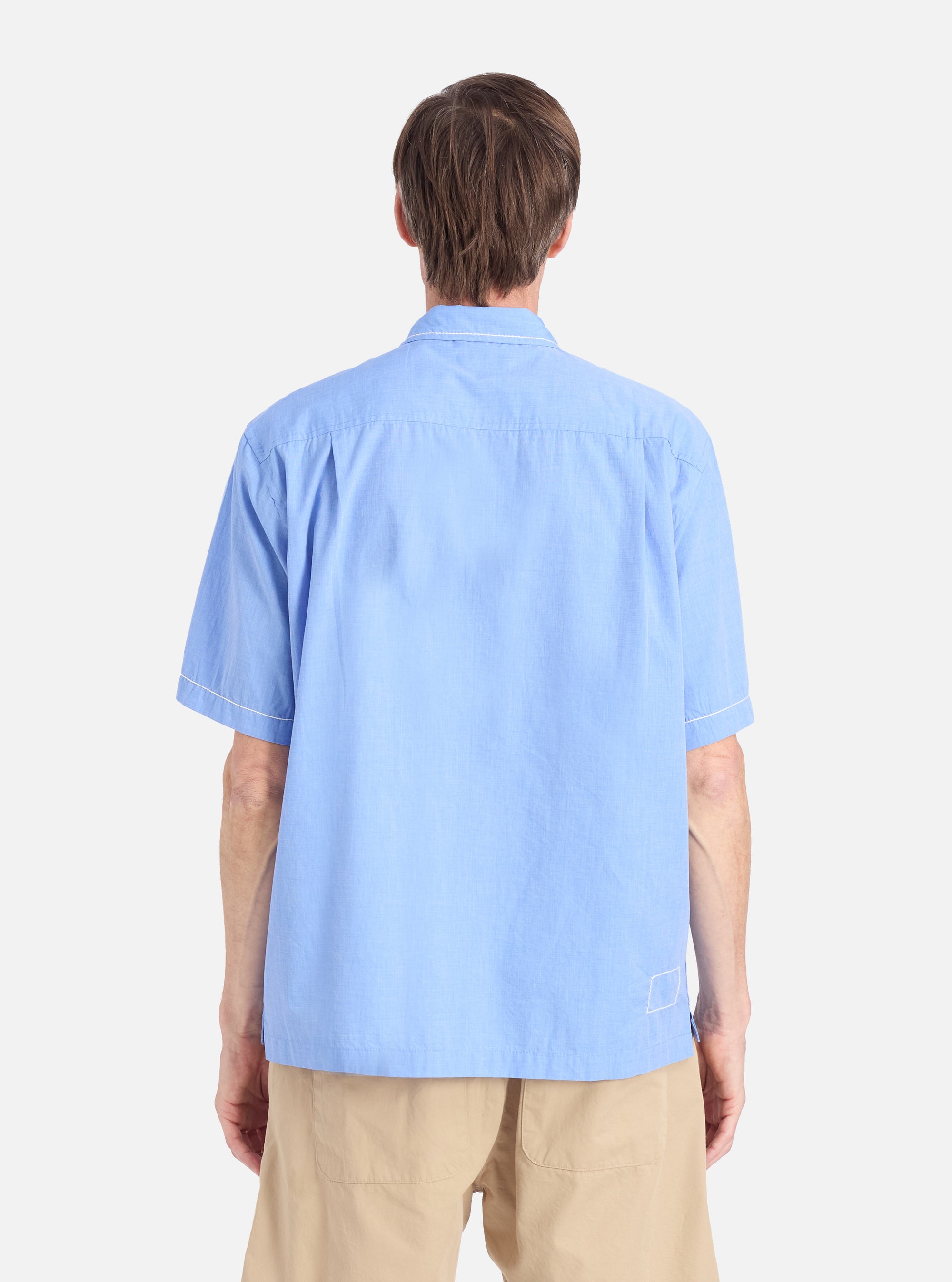 Blue End On End Cotton Utility SS Shirt