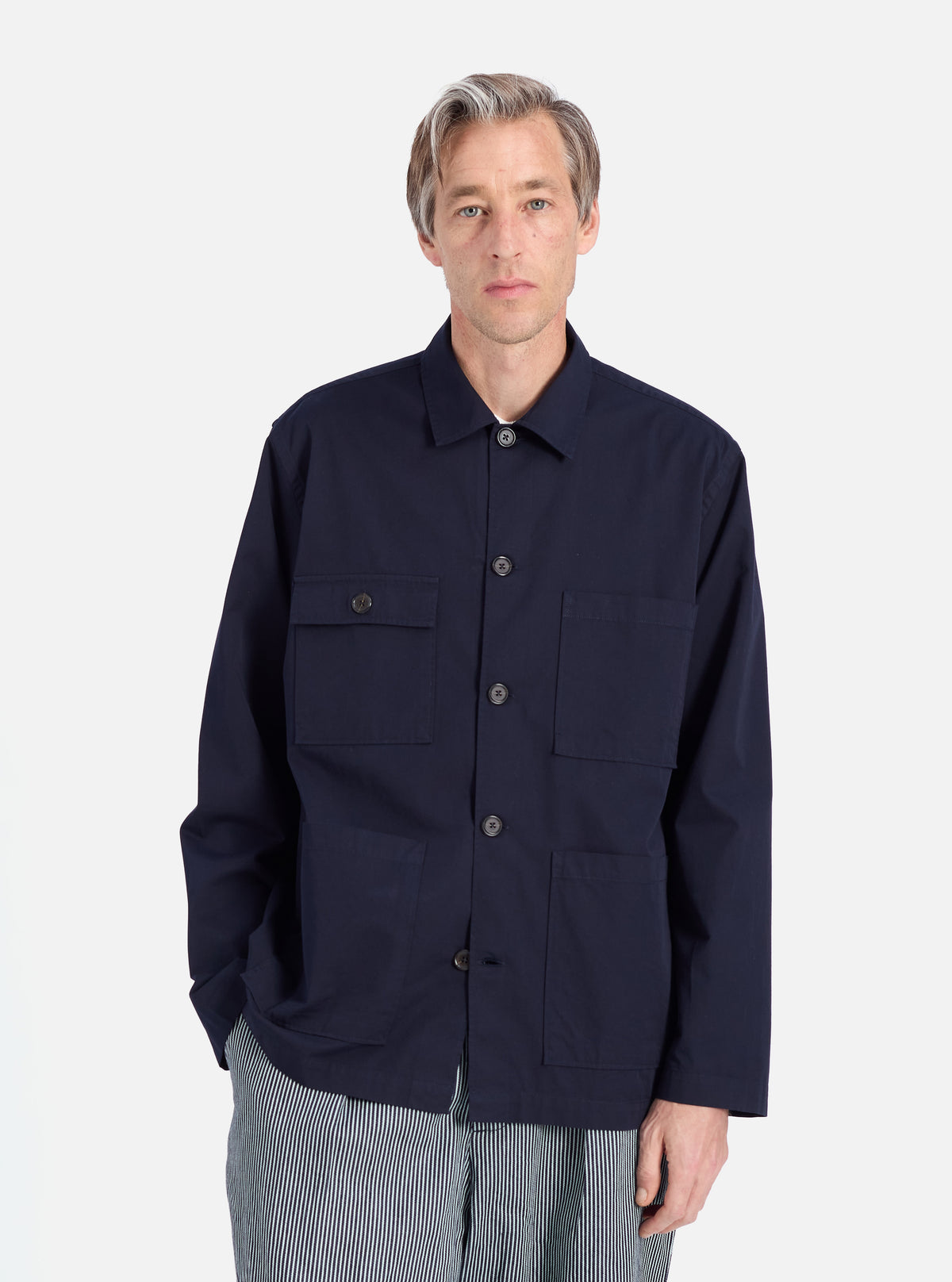 Navy Military Cotton Dockside Overshirt