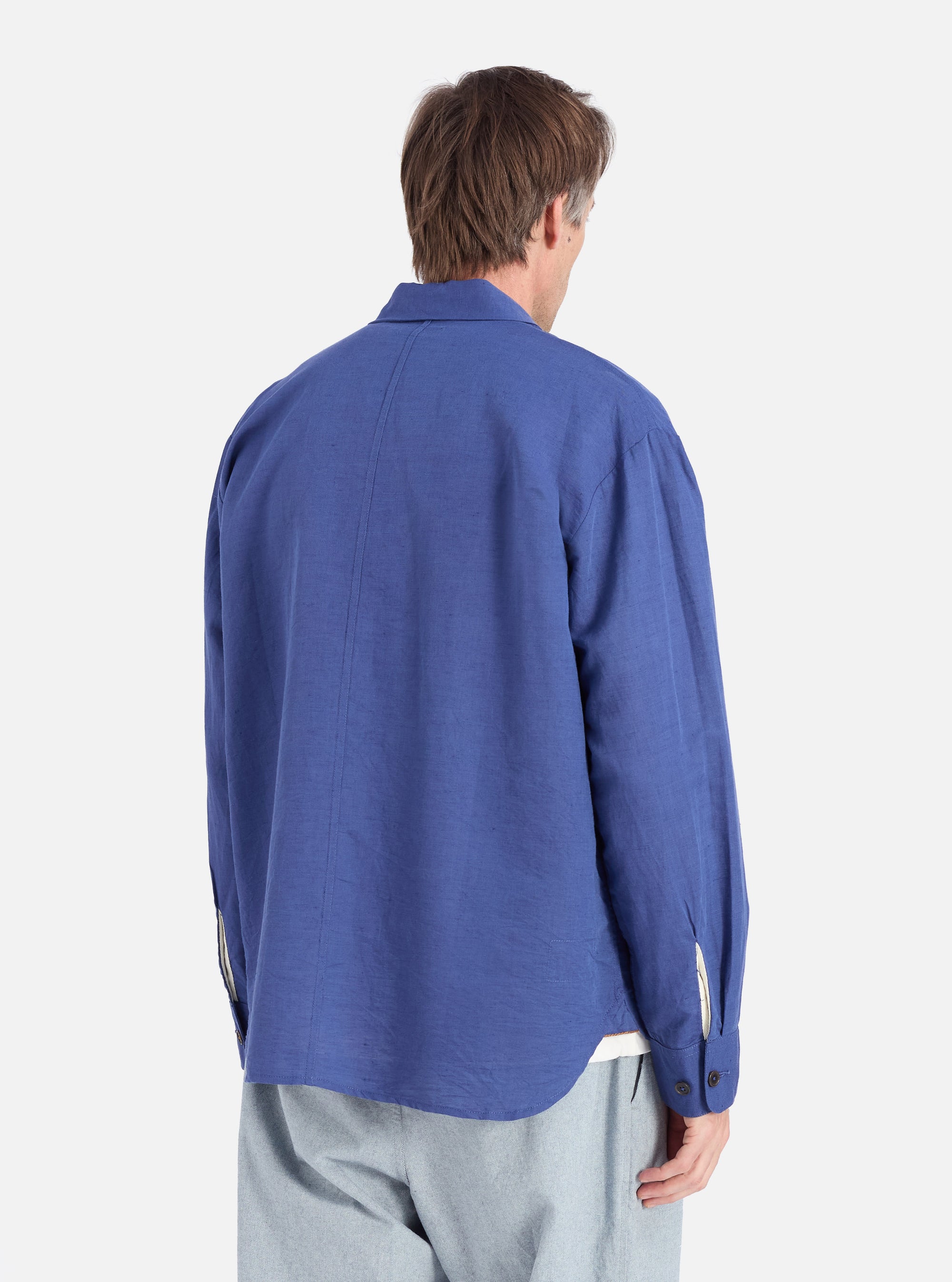 Blue Linen Cotton Shirting Travail Overshirt