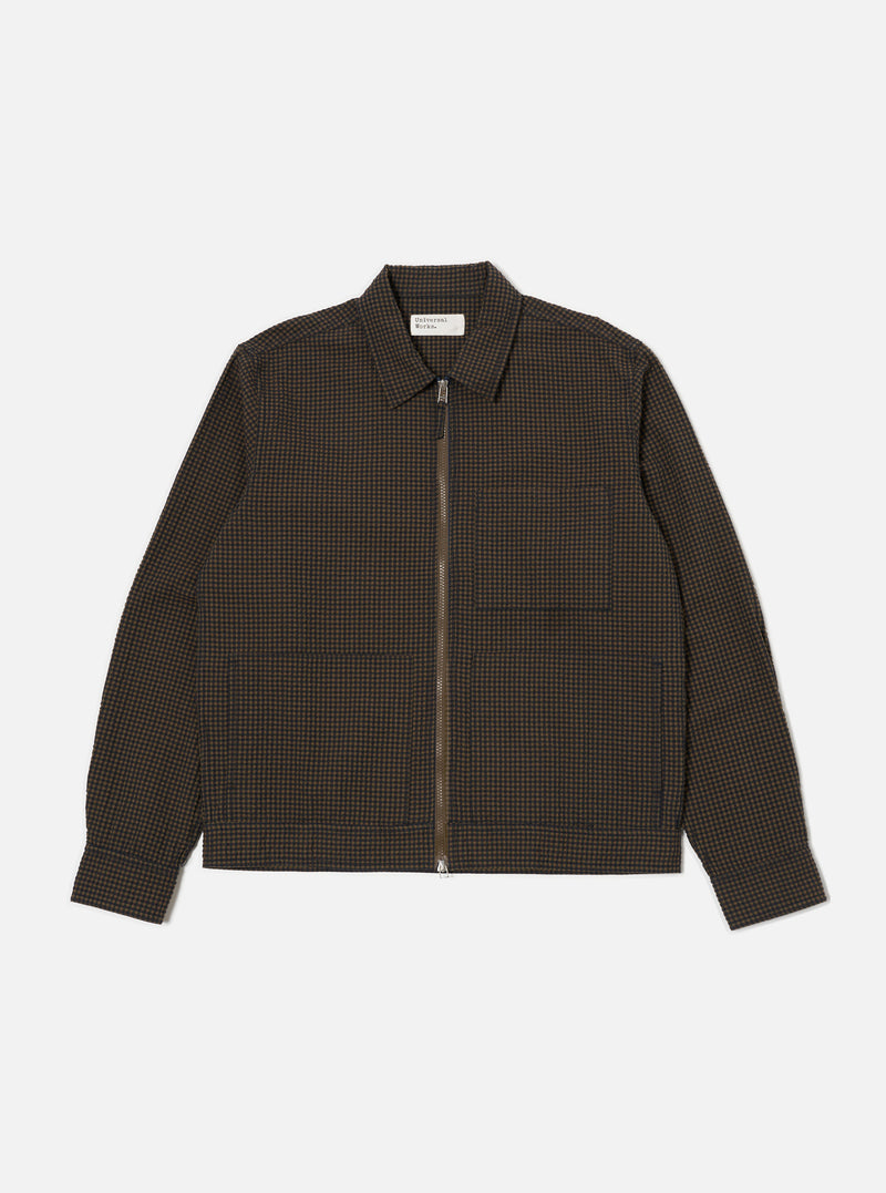 Navy Japanese Seersucker Zip Uniform Jacket