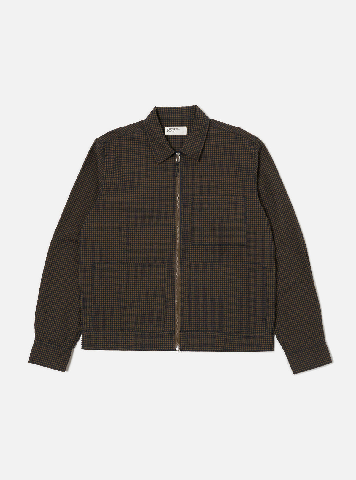 Navy Japanese Seersucker Zip Uniform Jacket