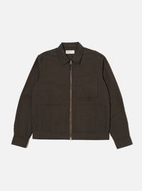 Navy Japanese Seersucker Zip Uniform Jacket