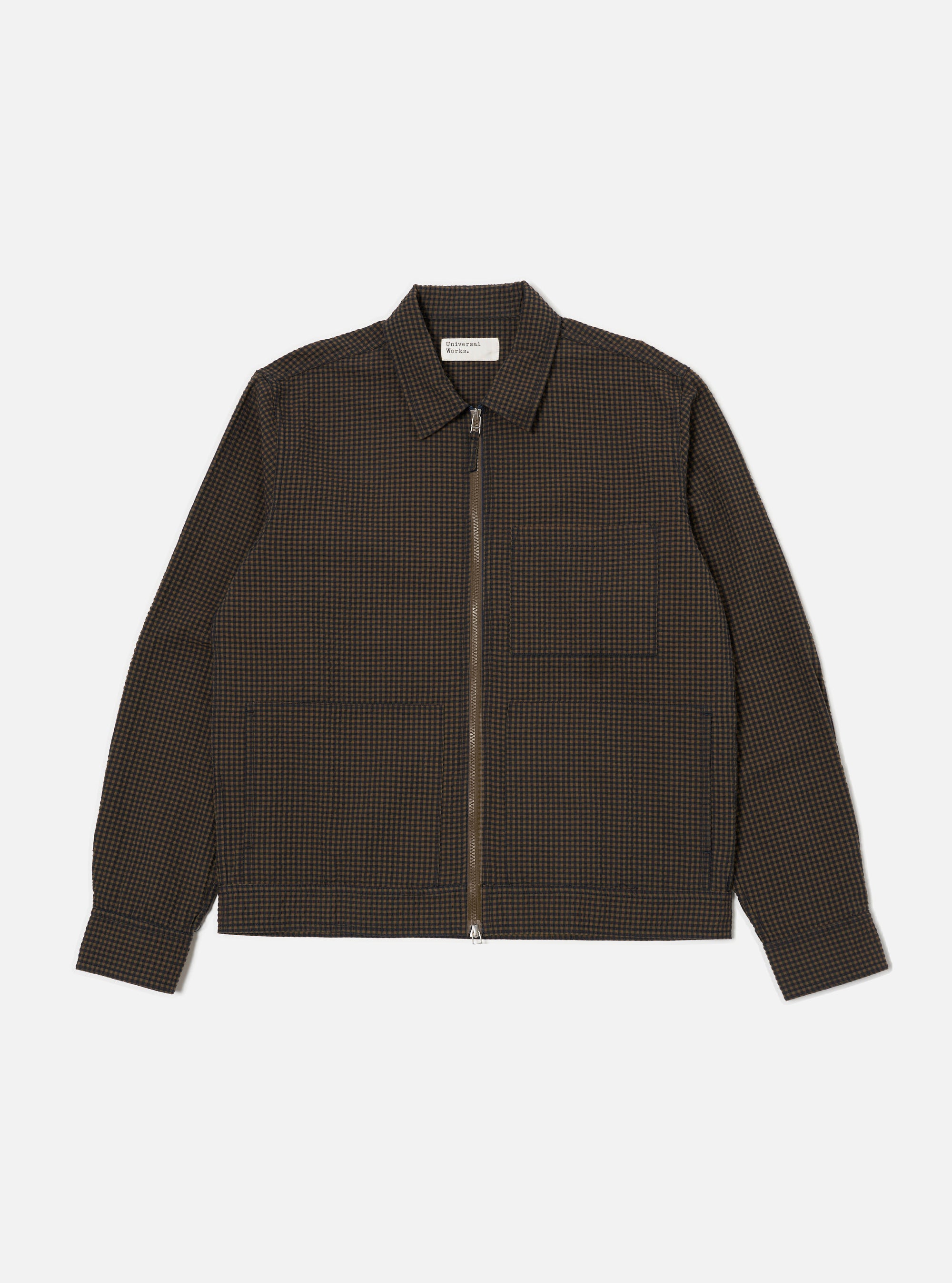 Navy Japanese Seersucker Zip Uniform Jacket