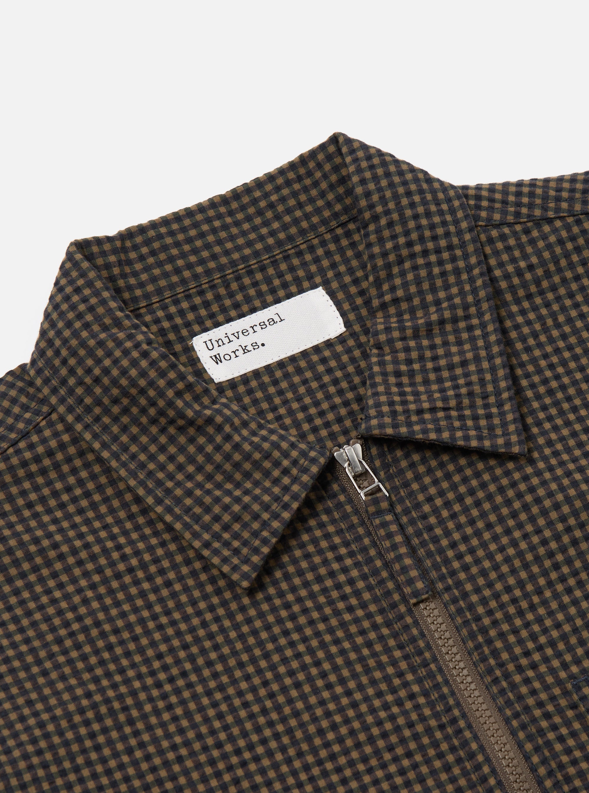 Navy Japanese Seersucker Zip Uniform Jacket