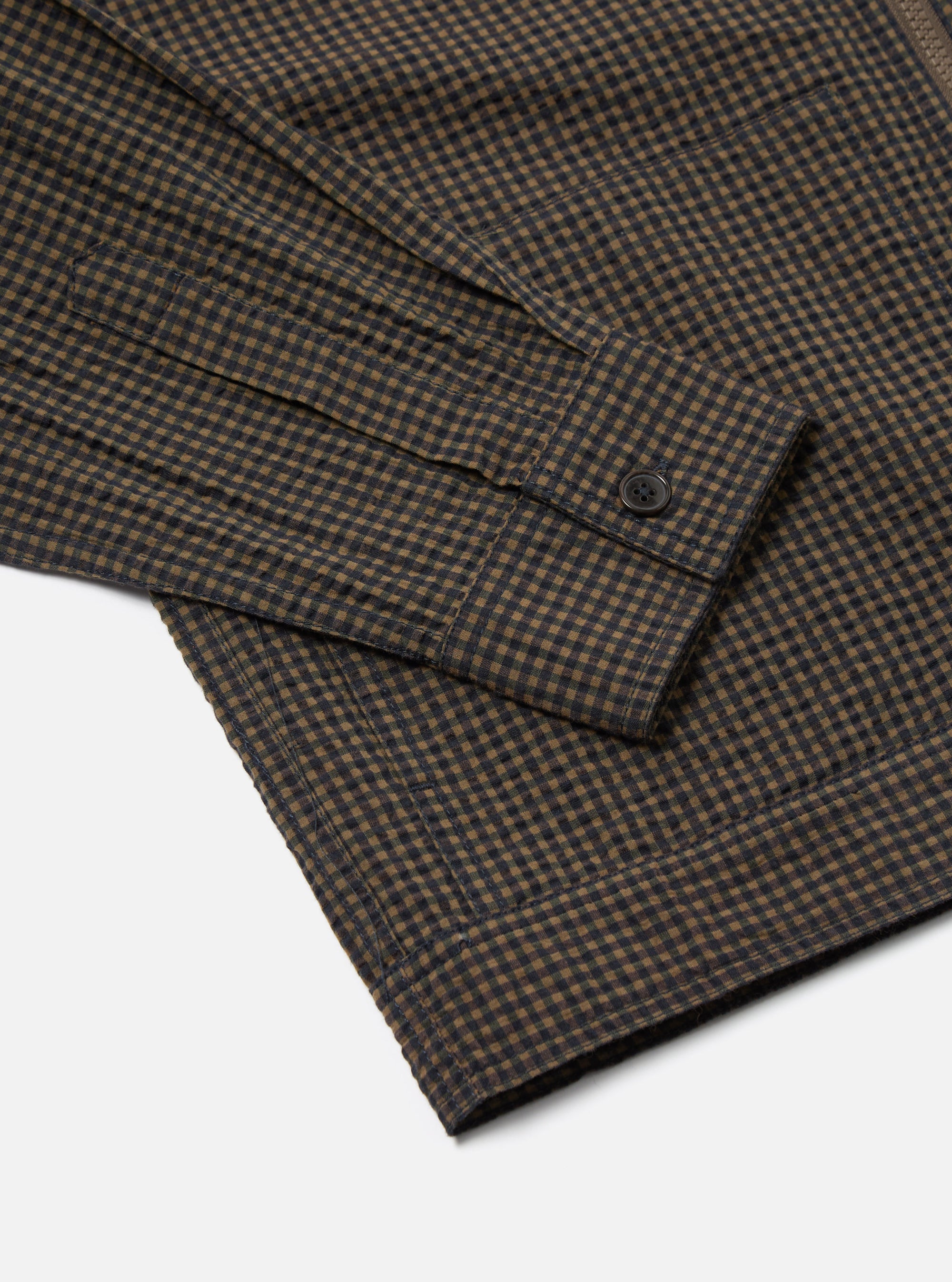 Navy Japanese Seersucker Zip Uniform Jacket