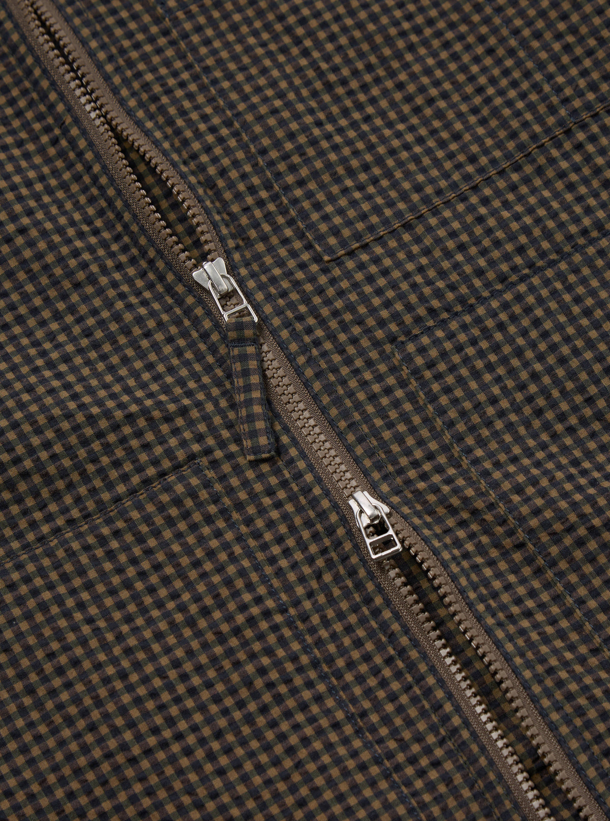 Navy Japanese Seersucker Zip Uniform Jacket