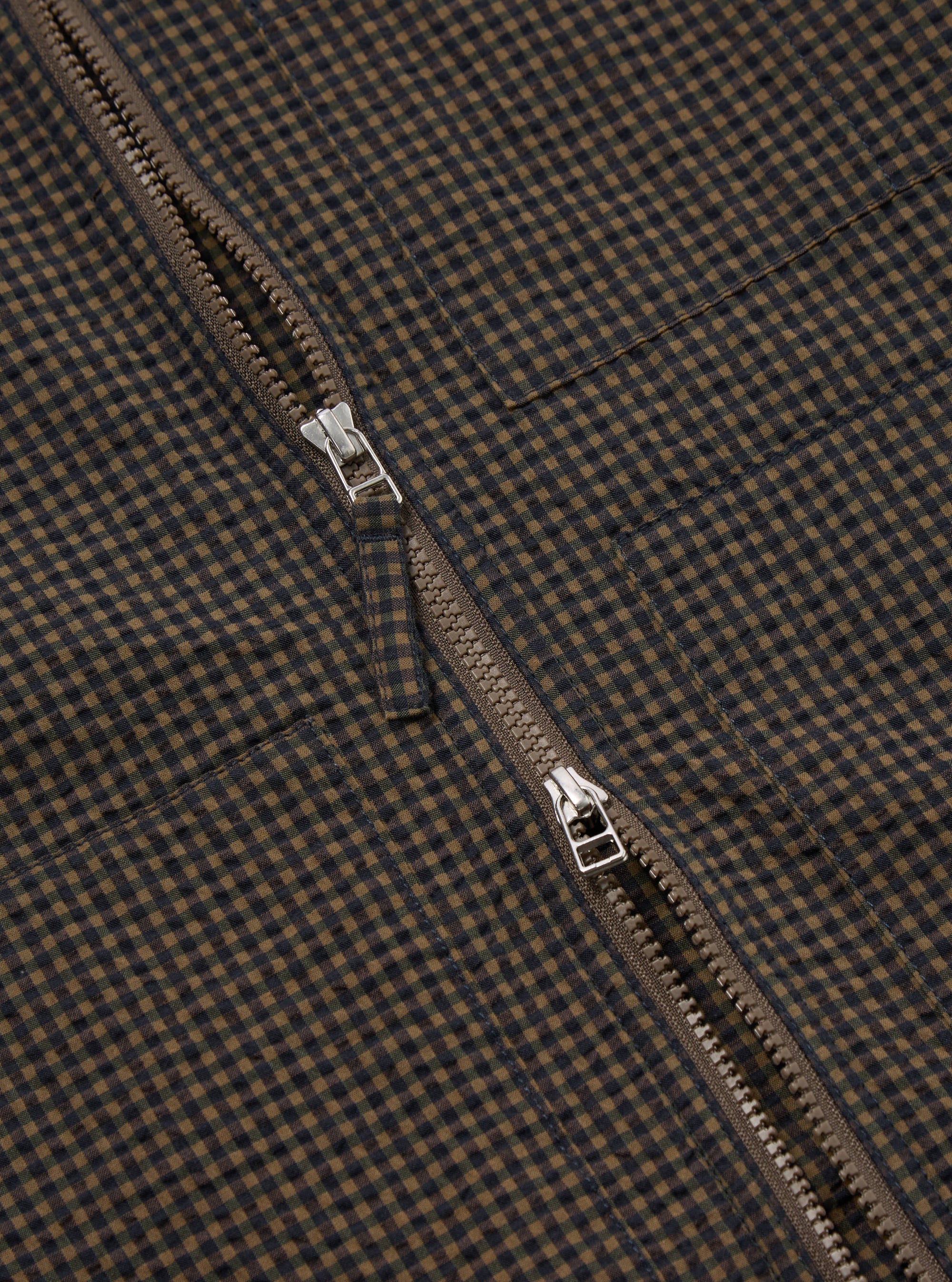 Navy Japanese Seersucker Zip Uniform Jacket
