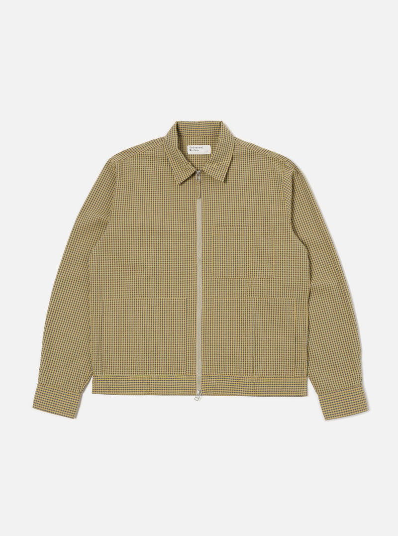 Yellow Japanese Seersucker Zip Uniform Jacket