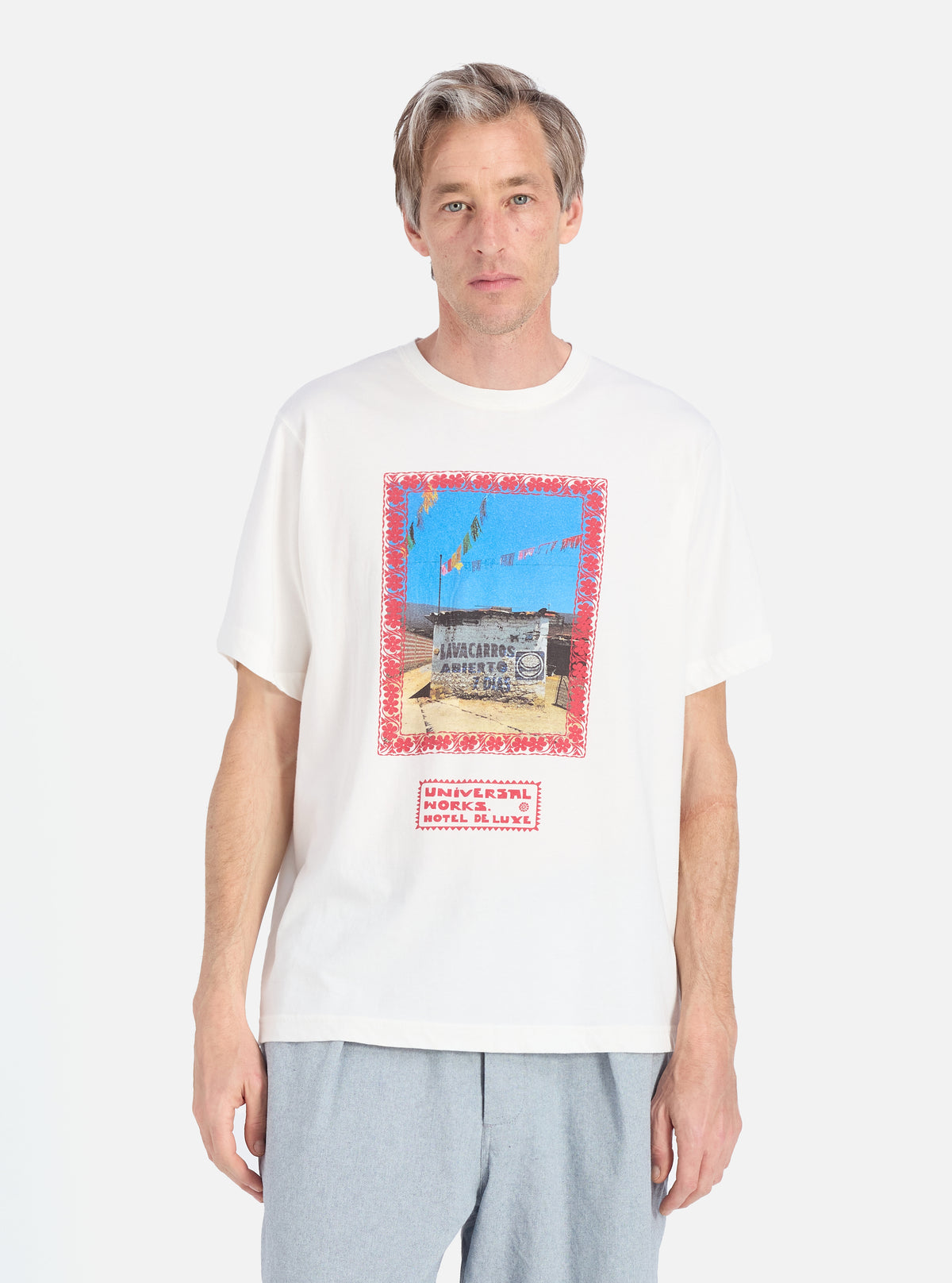 Ecru/Red Single Jersey Pickup Print Tee