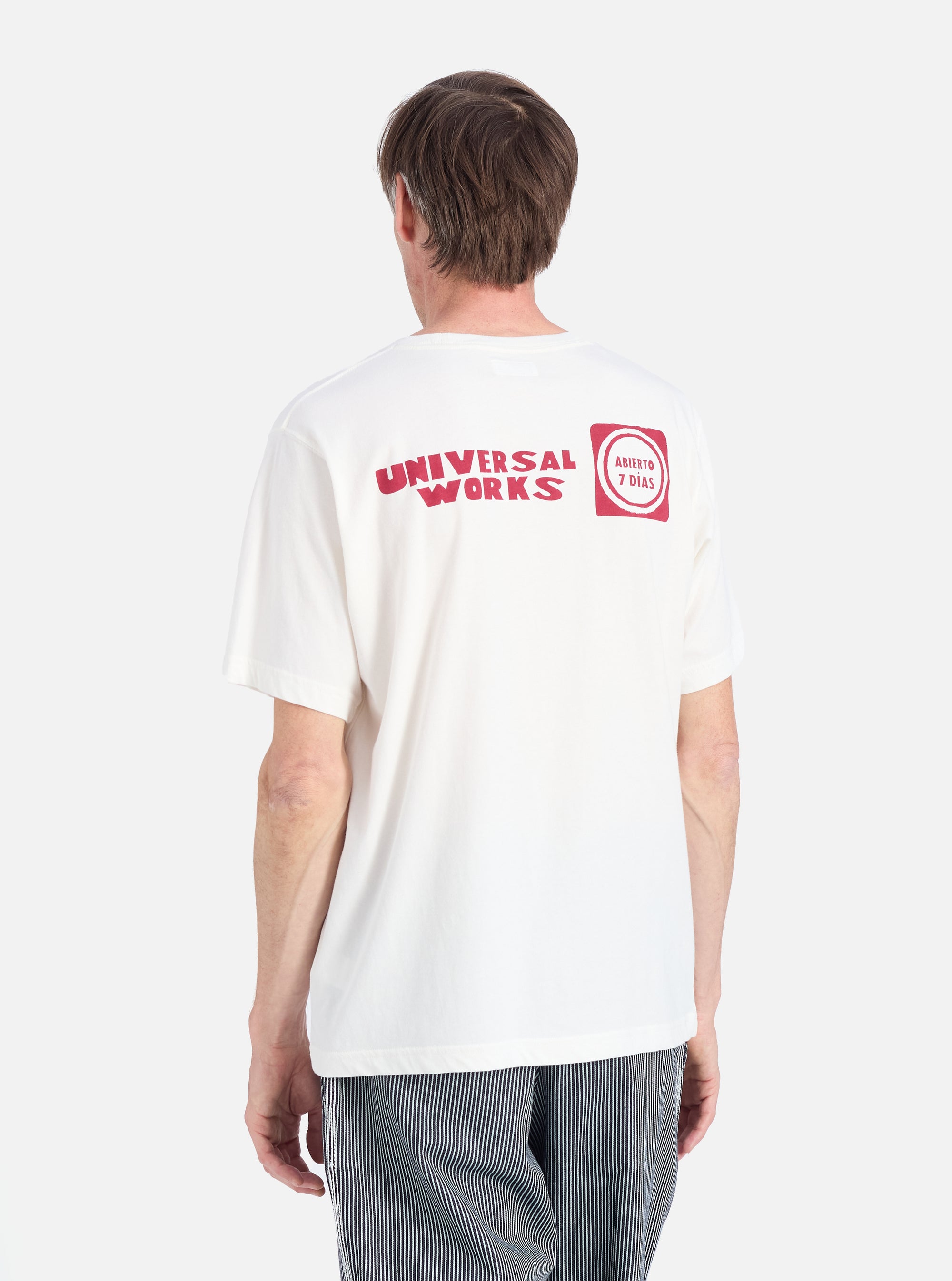 Ecru/Red Single Jersey Print Pocket Tee
