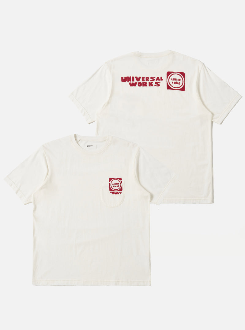 Ecru/Red Single Jersey Print Pocket Tee