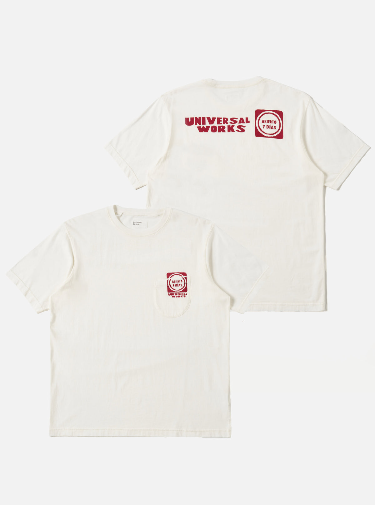 Ecru/Red Single Jersey Print Pocket Tee