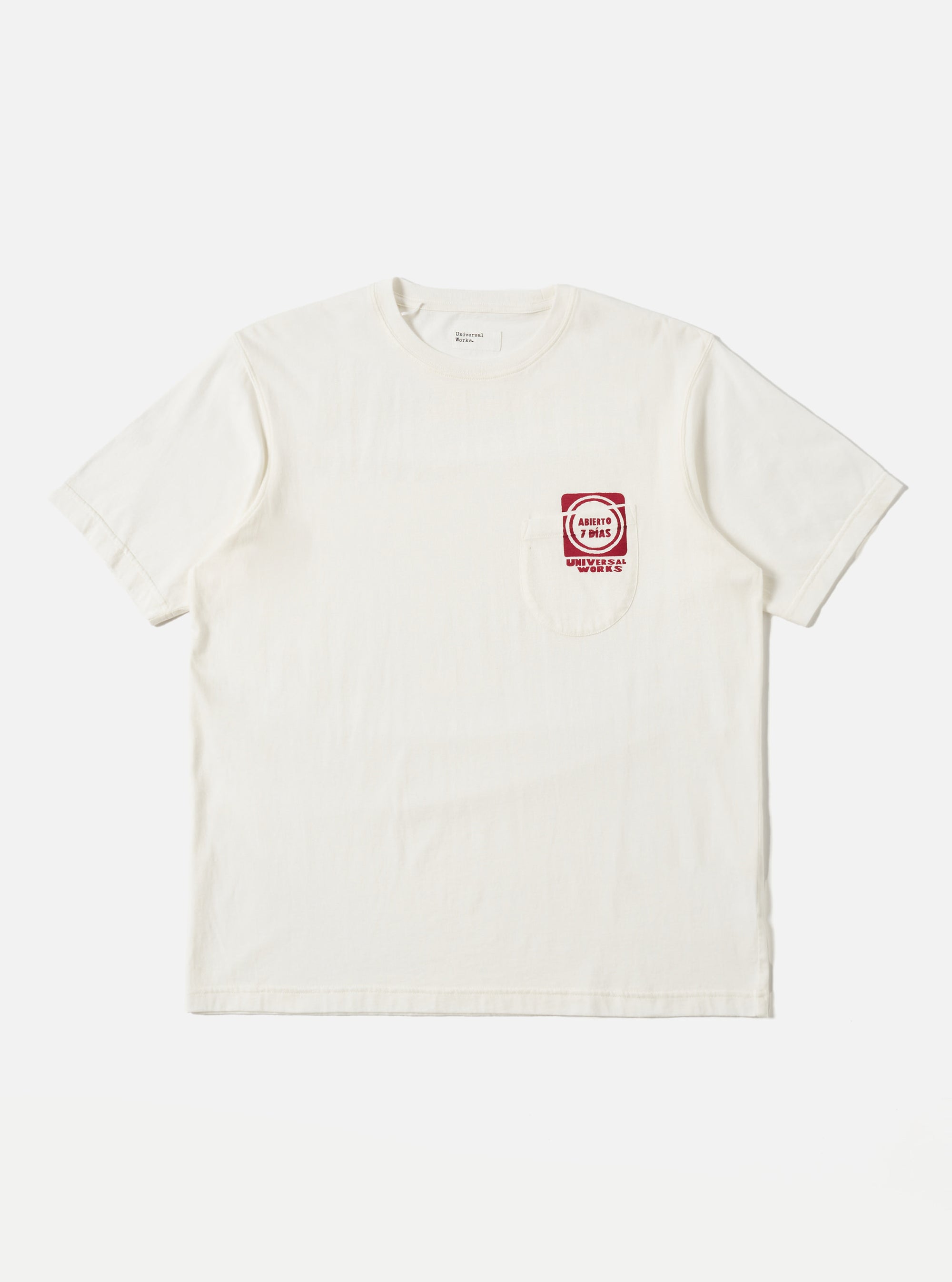 Ecru/Red Single Jersey Print Pocket Tee
