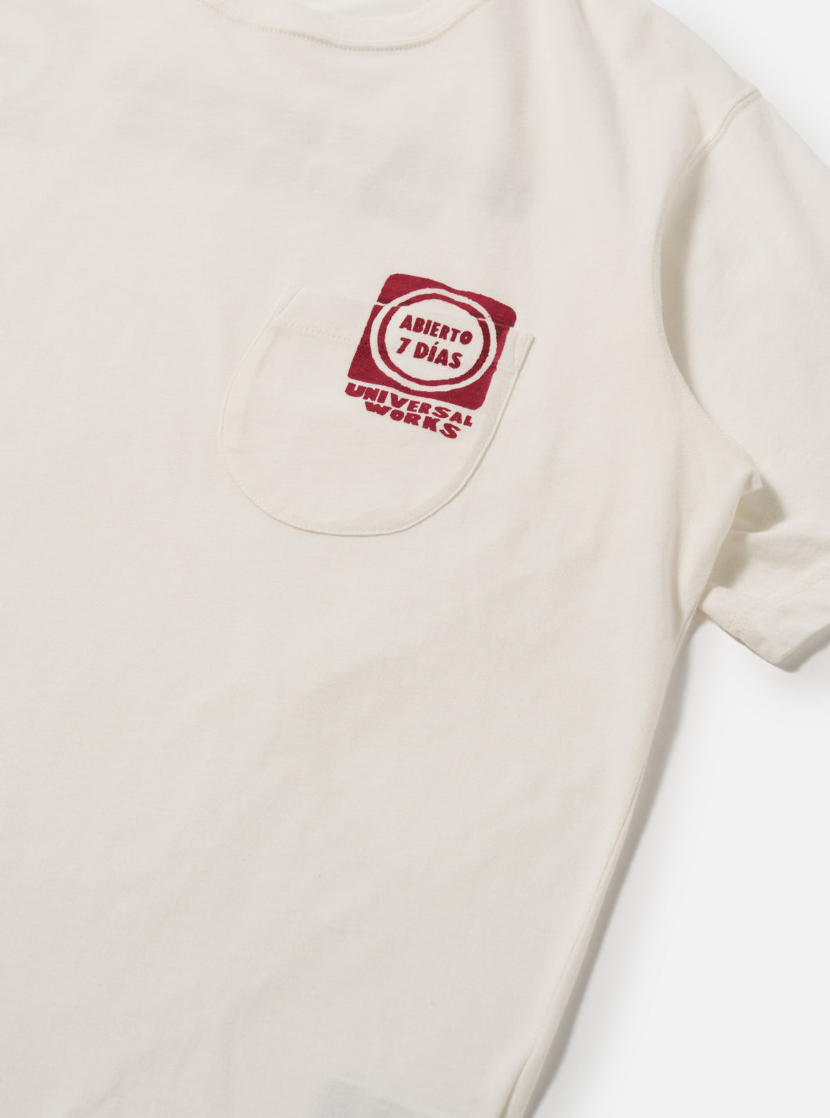 Ecru/Red Single Jersey Print Pocket Tee