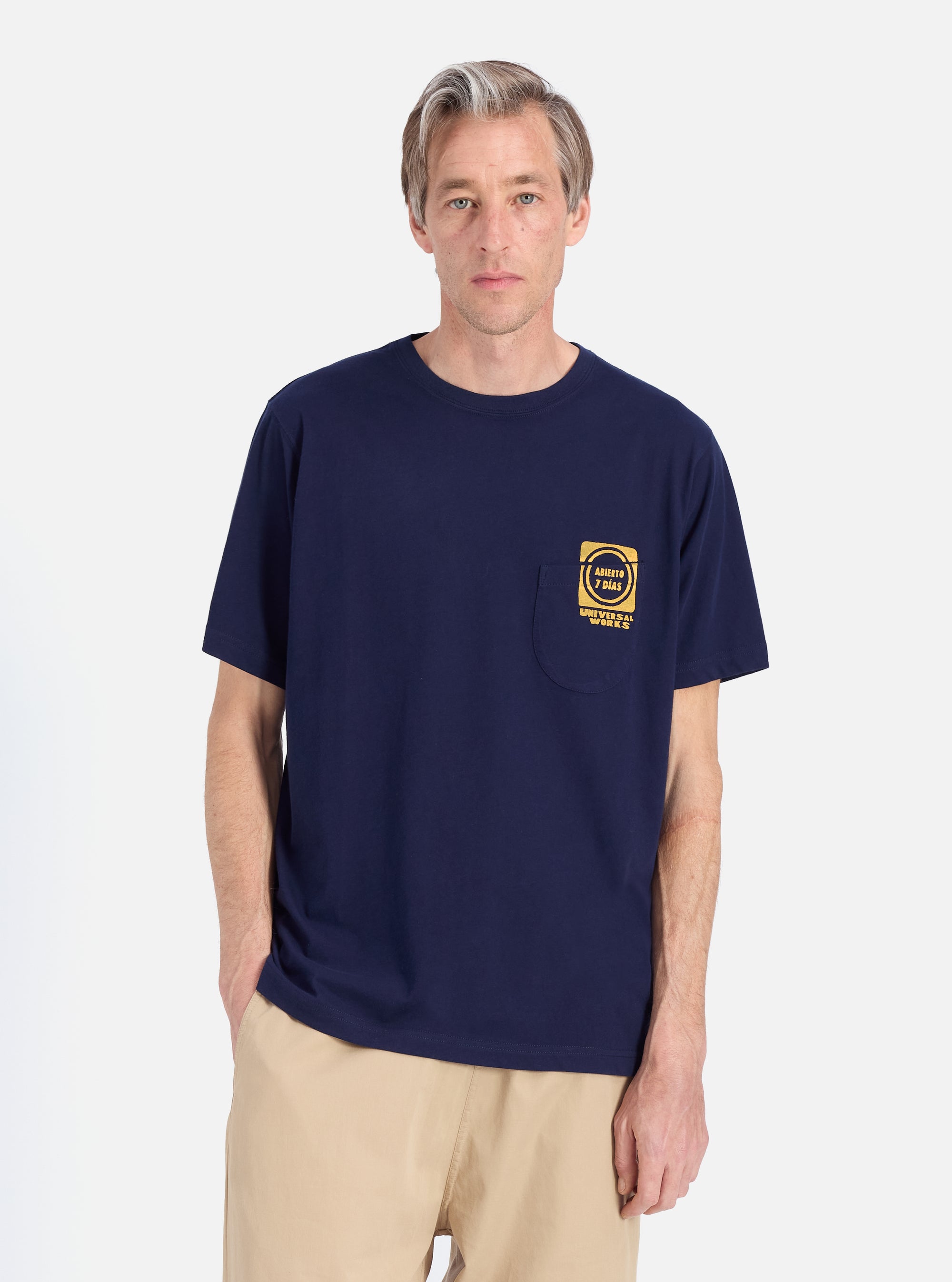 Navy/Yellow Single Jersey Print Pocket Tee