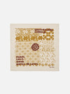 The Ecru Acapulco Weave Kingsman Neckerchief, showcasing intricate patterns in gold and burgundy on a light ecru cotton fabric, set against a clean white background.